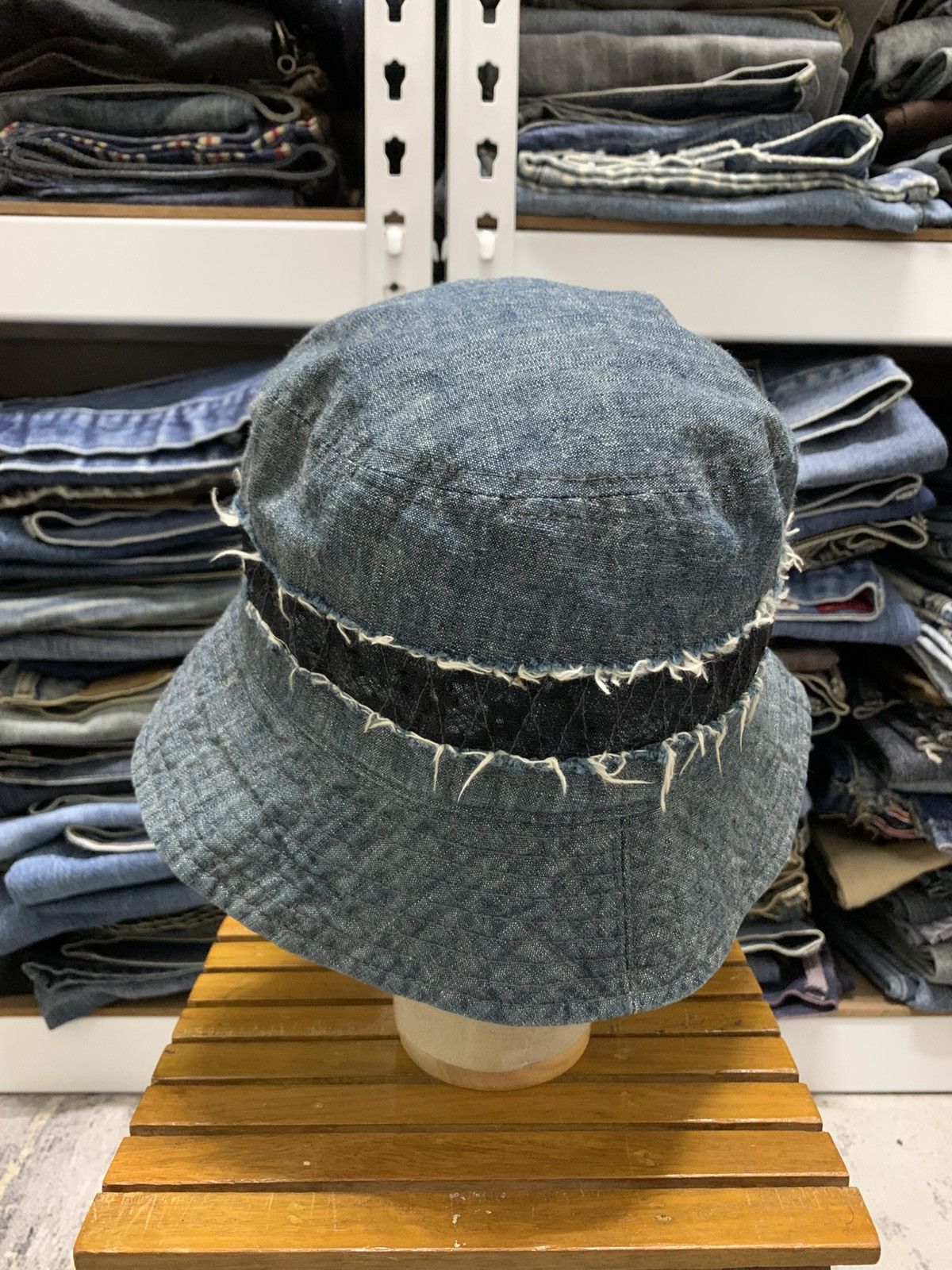 gomme Gomme Distressed Denime Bucket Hat Inspired Kapital Size ONE SIZE - 5 Thumbnail