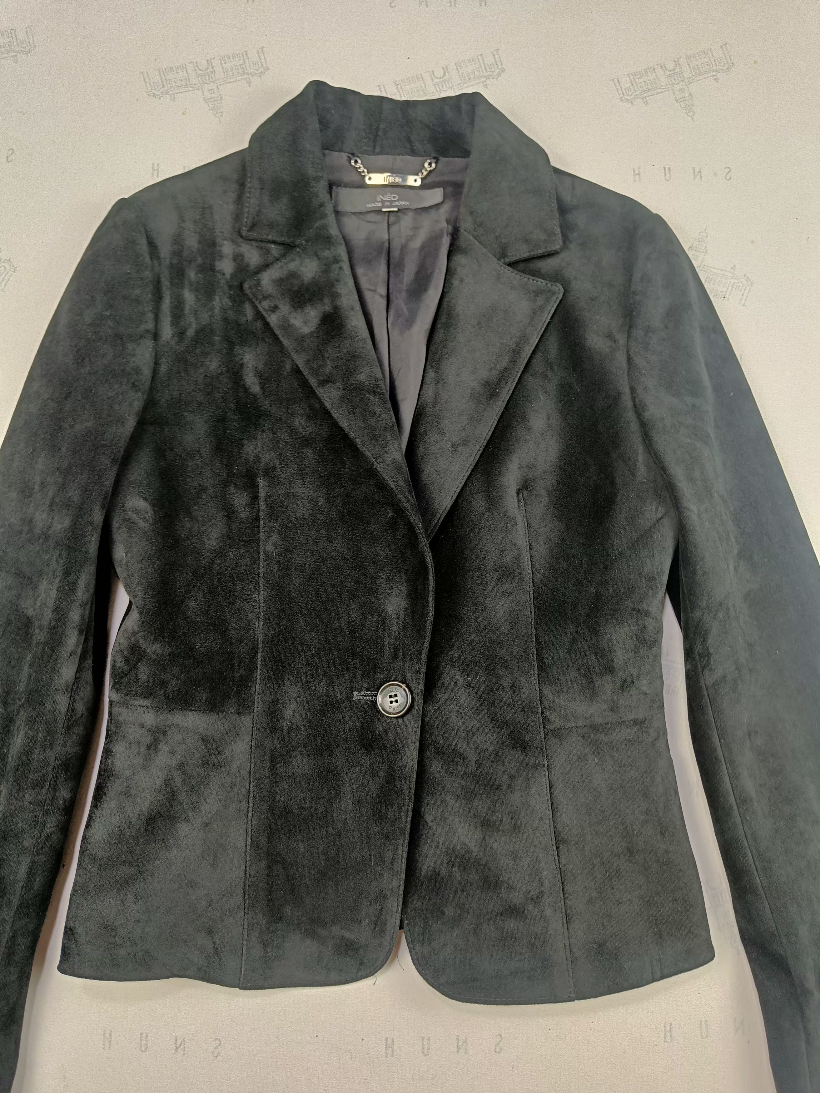 Yohji Yamamoto INED BLACK VELOUR SINGLE LAPEL BLAZER Size M / US 6-8 / IT 42-44 - 6 Thumbnail