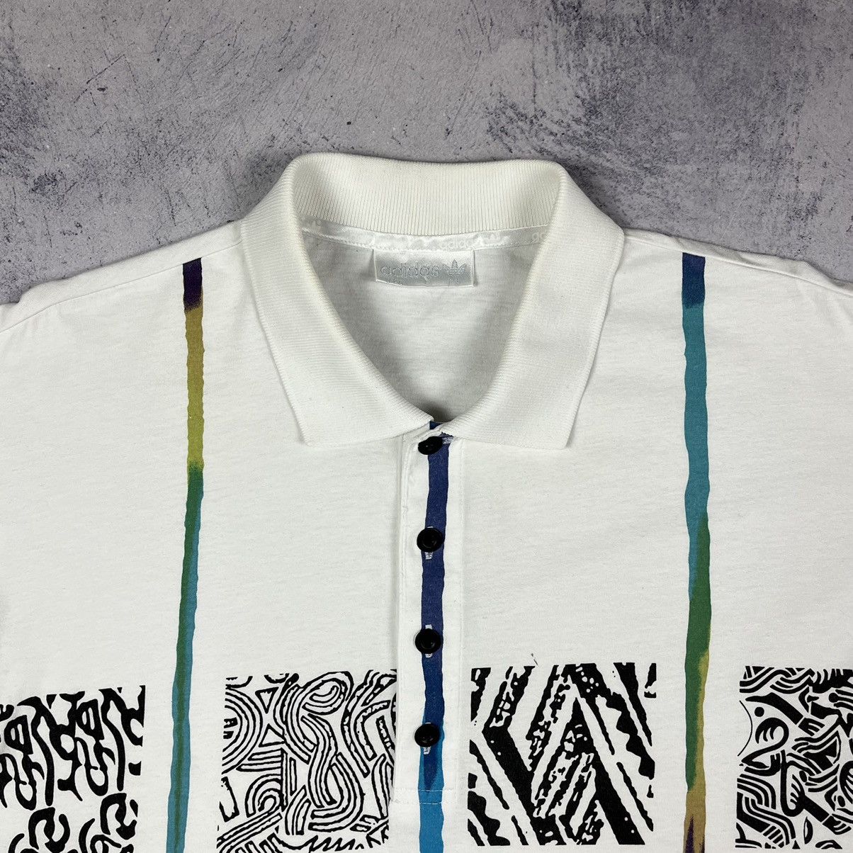 Adidas Vintage Adidas Abstract Pattern Polo T Shirt 90’s Size US M / EU 48-50 / 2 - 3 Thumbnail