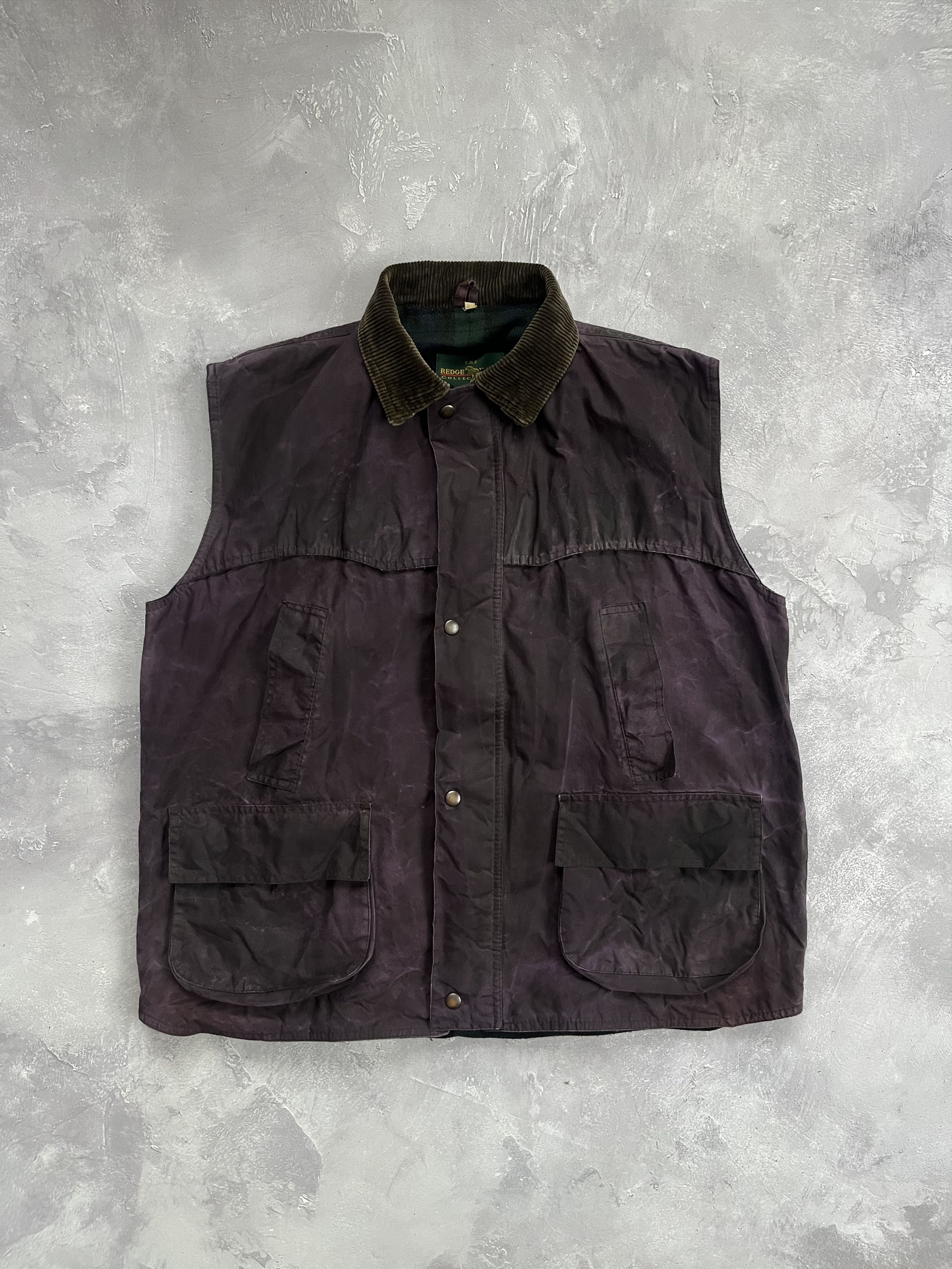 Vintage Vintage REDGE WOOD Waxed Vest Jacket Style Barbour Size US XL / EU 56 / 4 - 1 Thumbnail