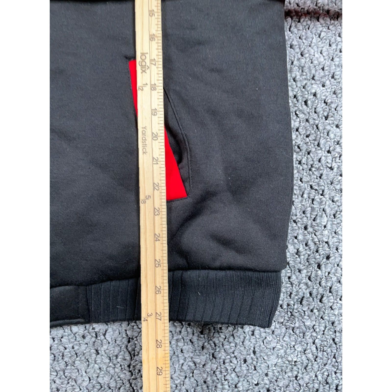 Vintage Sherpa Lined Zip Hoodie Adult XL Black Red Heavyweight Polyester Sweatshirt Size US XL / EU 56 / 4 - 7 Thumbnail