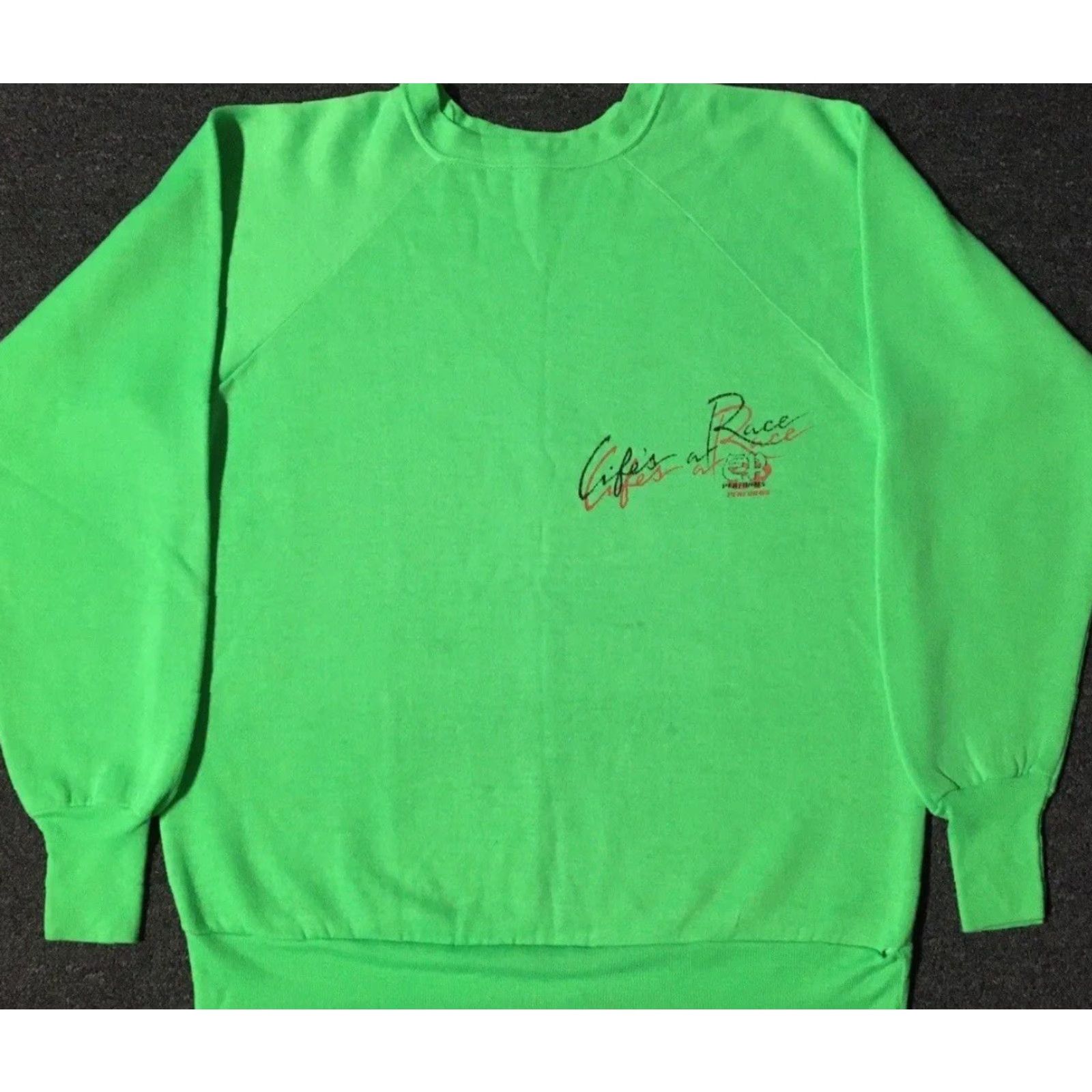 Vintage Vtg 80s EP Performs Life’s A Race Faded Motocross Hoodie M Green Fox Neon 90s Racing Mens Size US M / EU 48-50 / 2 - 2 Thumbnail