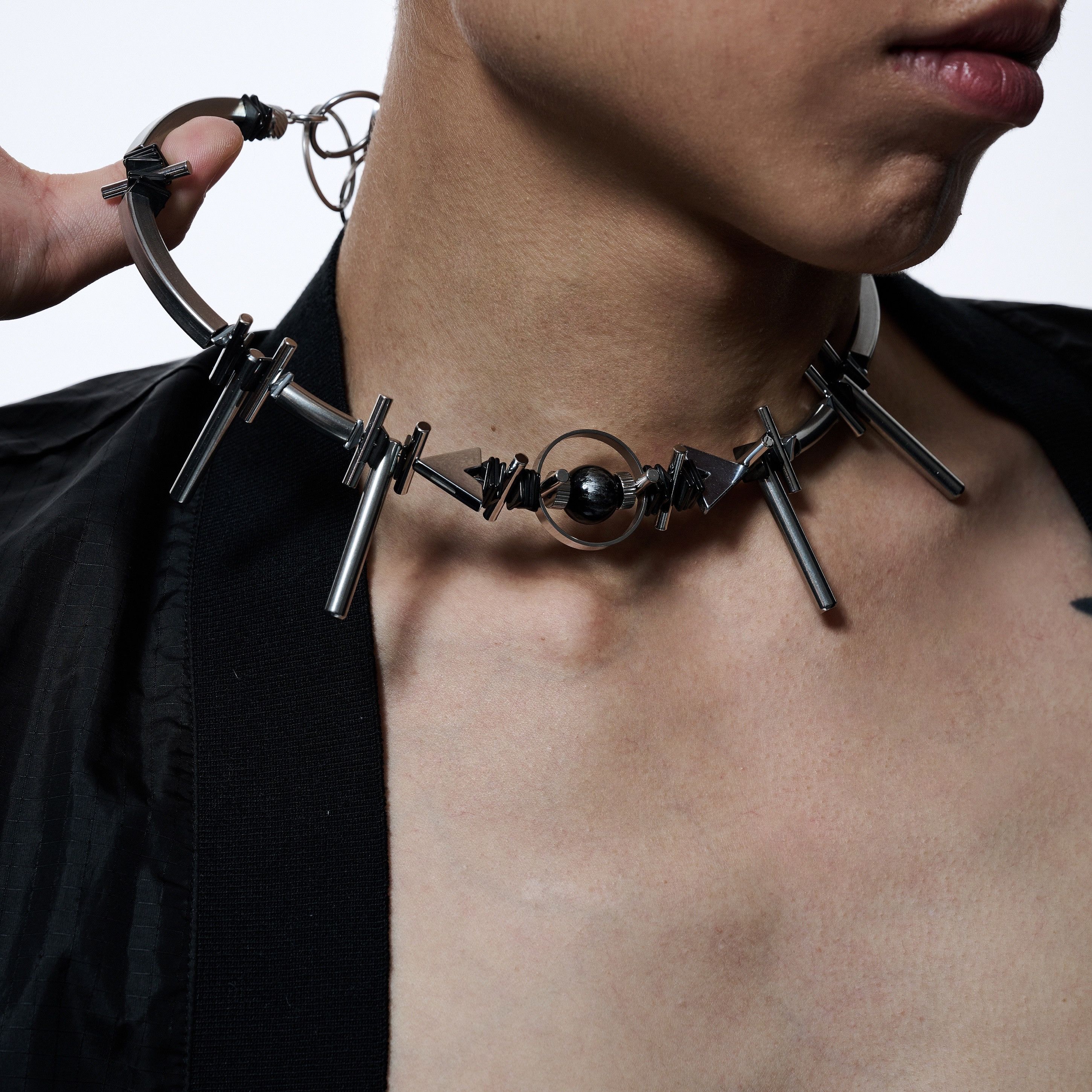 Other Cyberpunk Apocalypse Mech Design Titanium Steel Necklace Size ONE SIZE - 2 Thumbnail