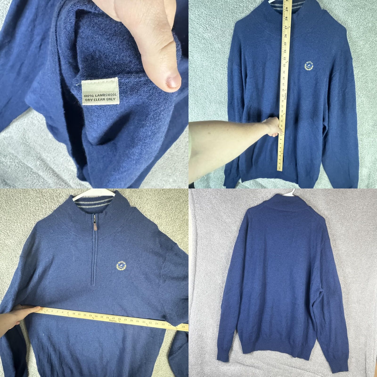 Vintage Donald Ross Sweater Mens 2XL Blue Lambswool 1/4 Zip Mock Neck Golf Pullover Size US XXL / EU 58 / 5 - 8 Thumbnail