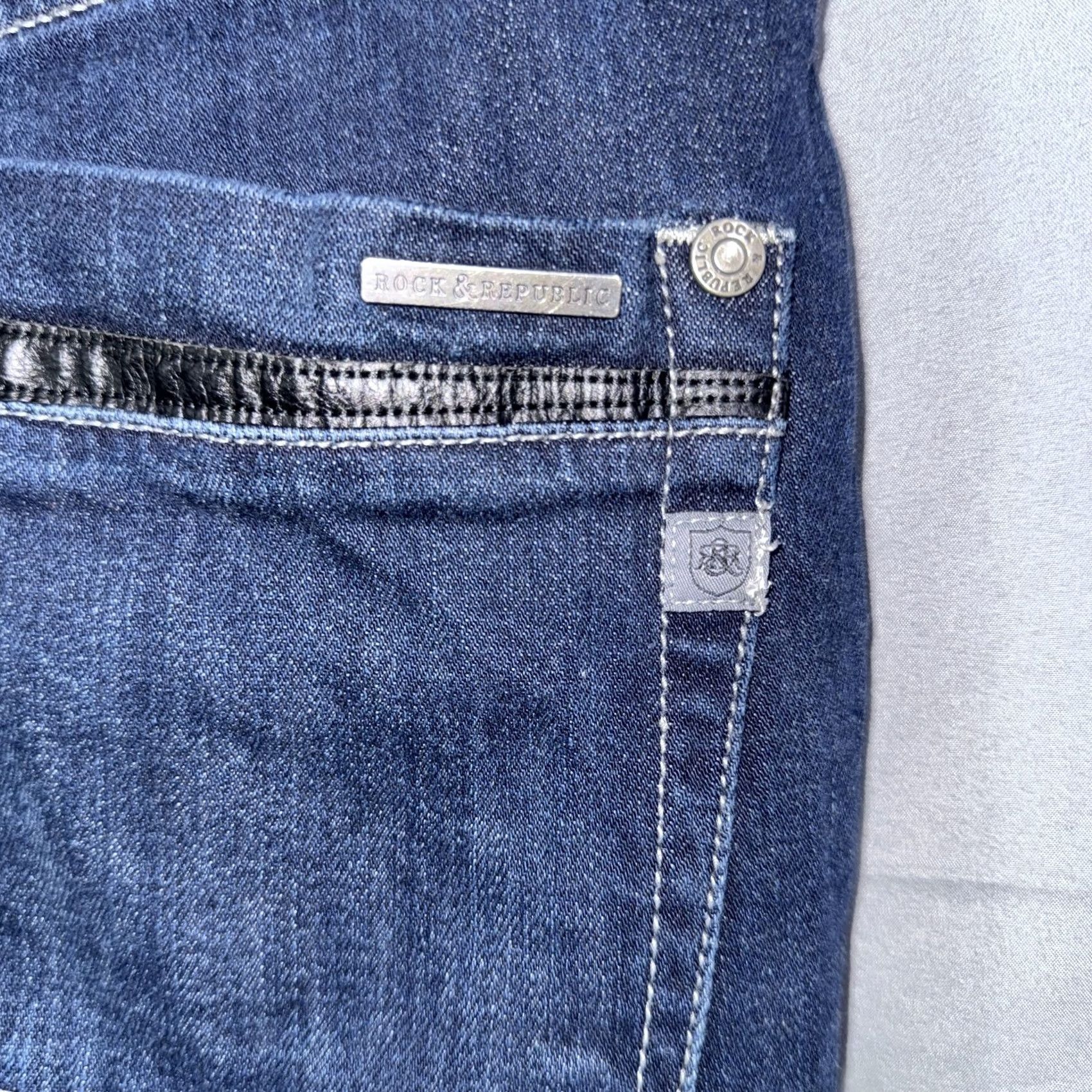 Vintage Rock & Republic Jeans Mens 36x32 Blue Neil Straight Leg Denim Pants Classic Size US 36 / EU 52 - 5 Thumbnail