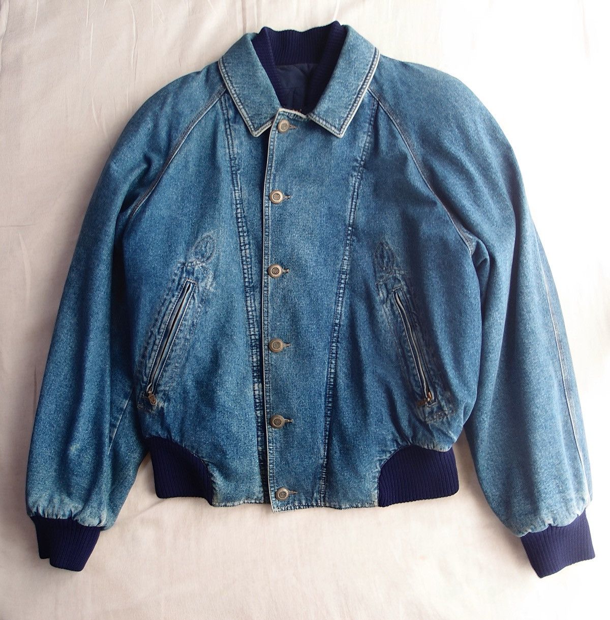 Byblos BYBLOS Denim Bomber Jacket 46 Made in Italy Size US S / EU 44-46 / 1 - 1 Thumbnail