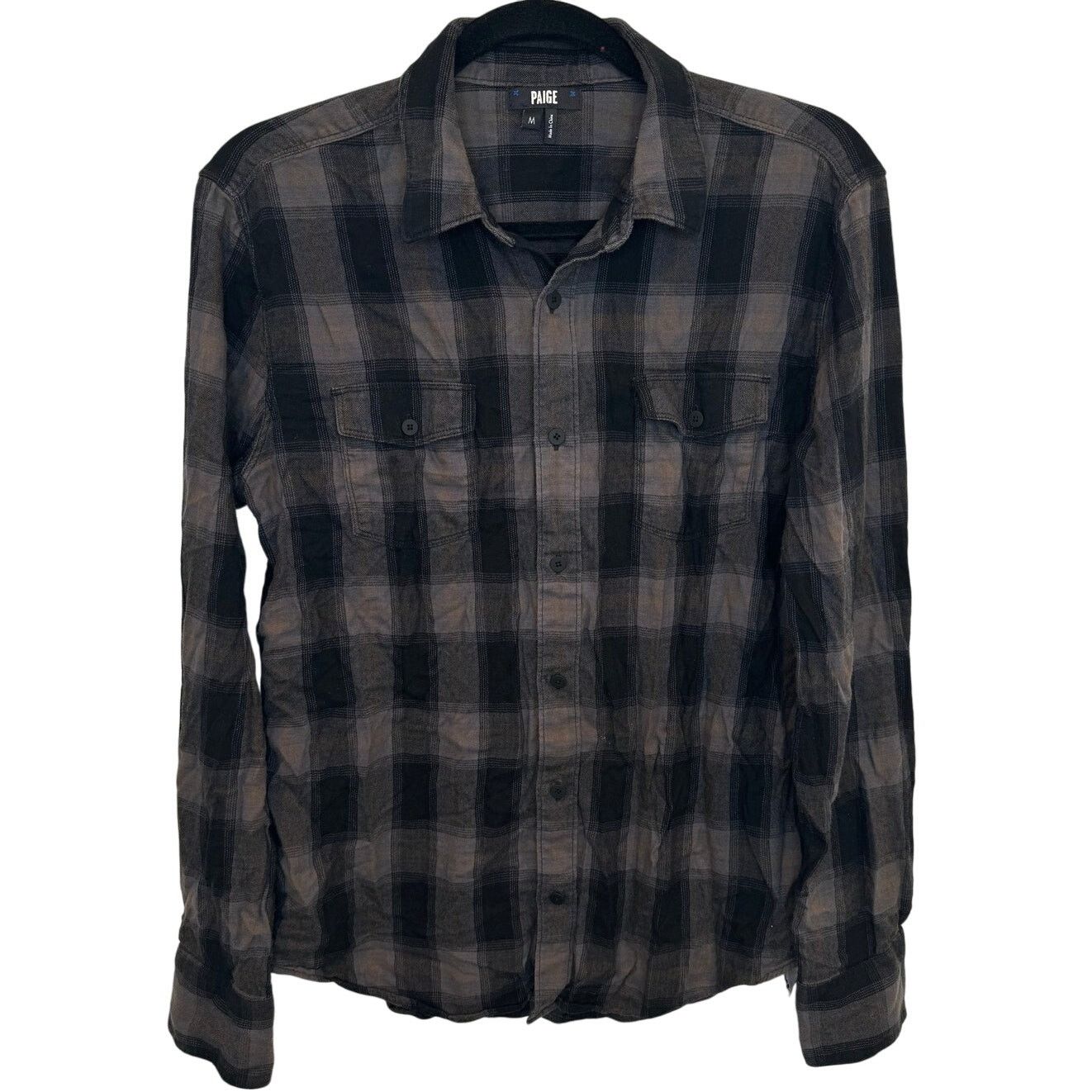 Paige PAIGE Everett Plaid Flannel Button-up Shirt Evening Canyon Size US M / EU 48-50 / 2 - 1 Thumbnail