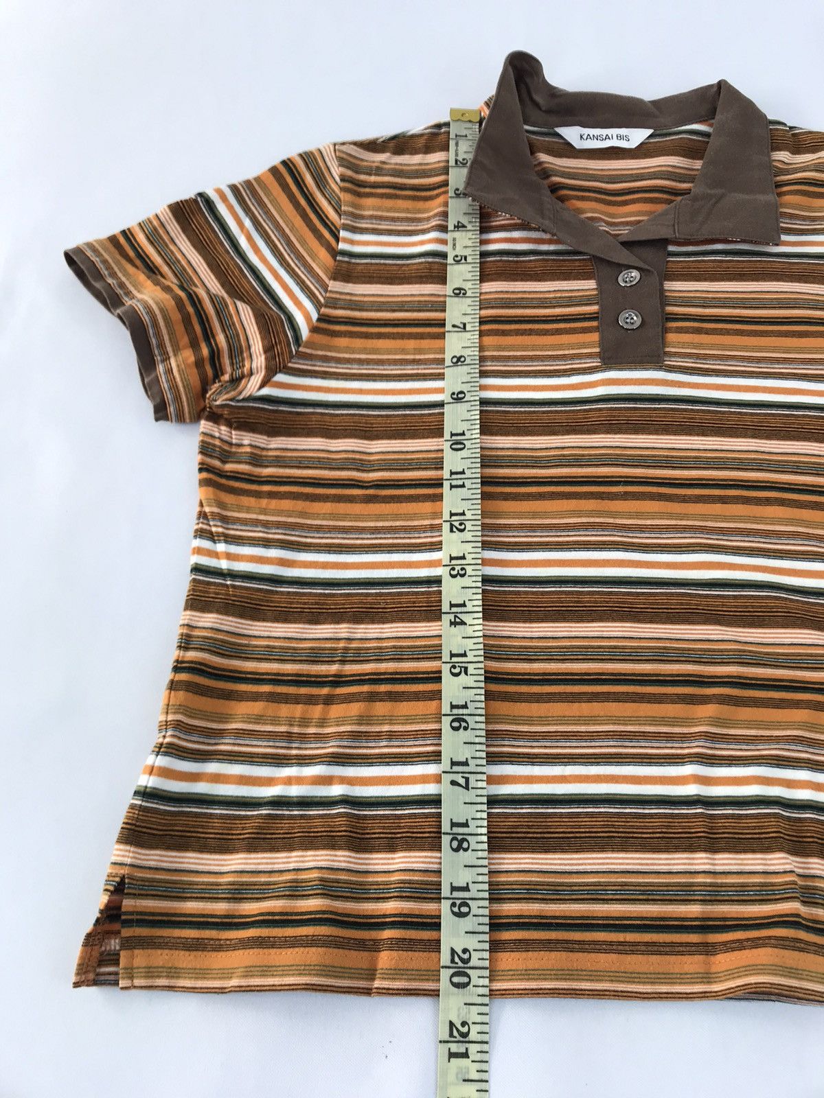 Kansai Yamamoto Kansai Yamamoto Kansai Bis Multicolor Striped Polo Tee Size US S / EU 44-46 / 1 - 9 Thumbnail
