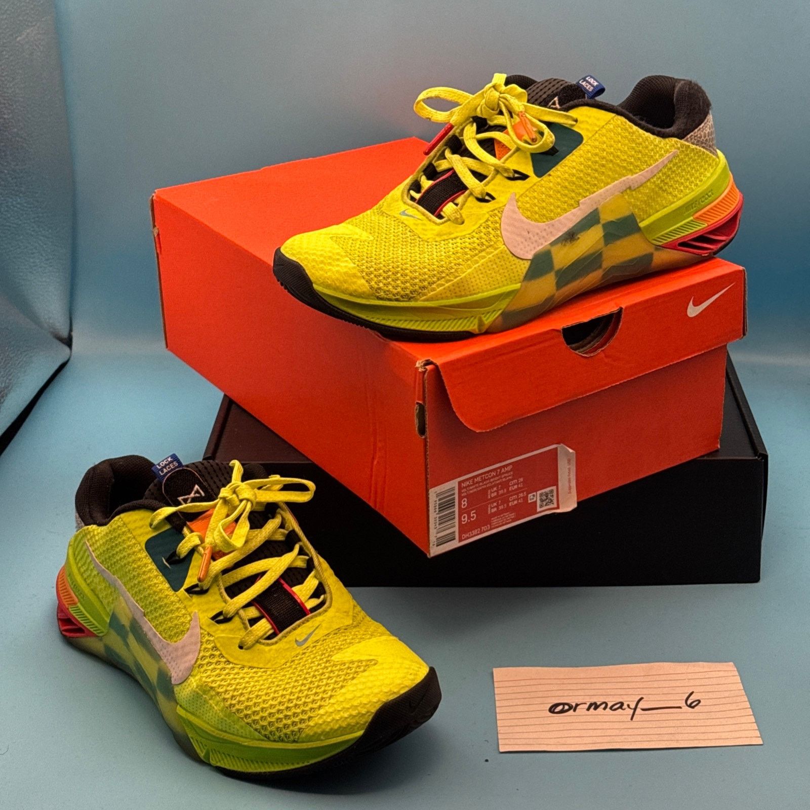 Nike Nike Metcon 7 AMP Volt Bright Spruce Checkered m8 w9.5 Size US 8 / EU 41 - 1 Thumbnail