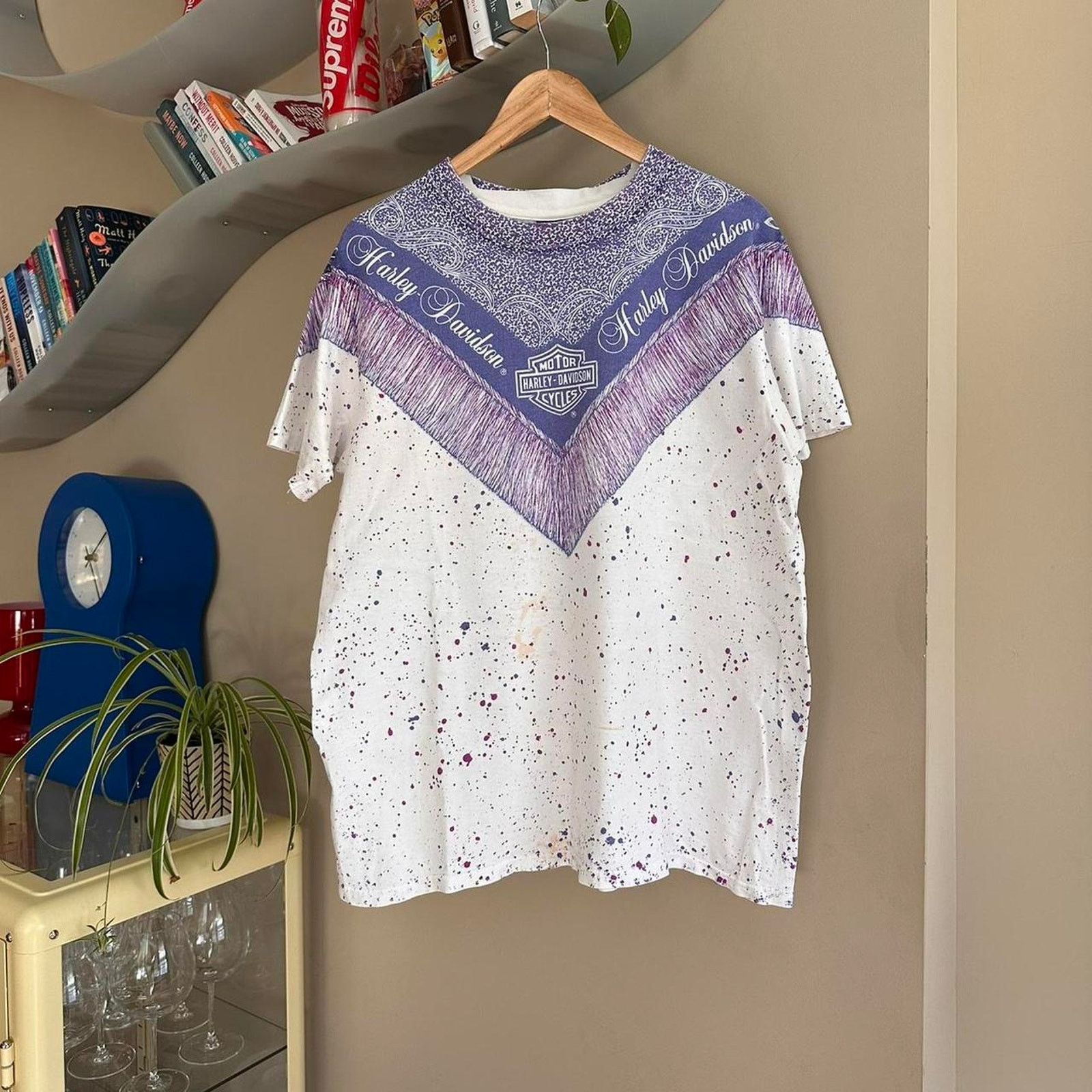Harley Davidson × Vintage Vintage Harley Davidson Paint Splatter Shirt Size US XL / EU 56 / 4 - 1 Thumbnail