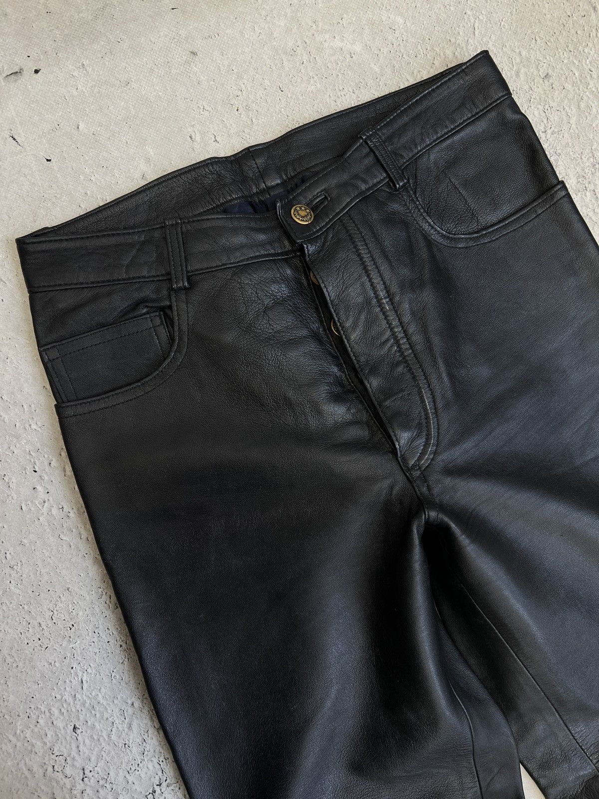 Genuine Leather Harley Davidson style leather y2k pants balenciaga hype Size US 32 / EU 48 - 3 Thumbnail