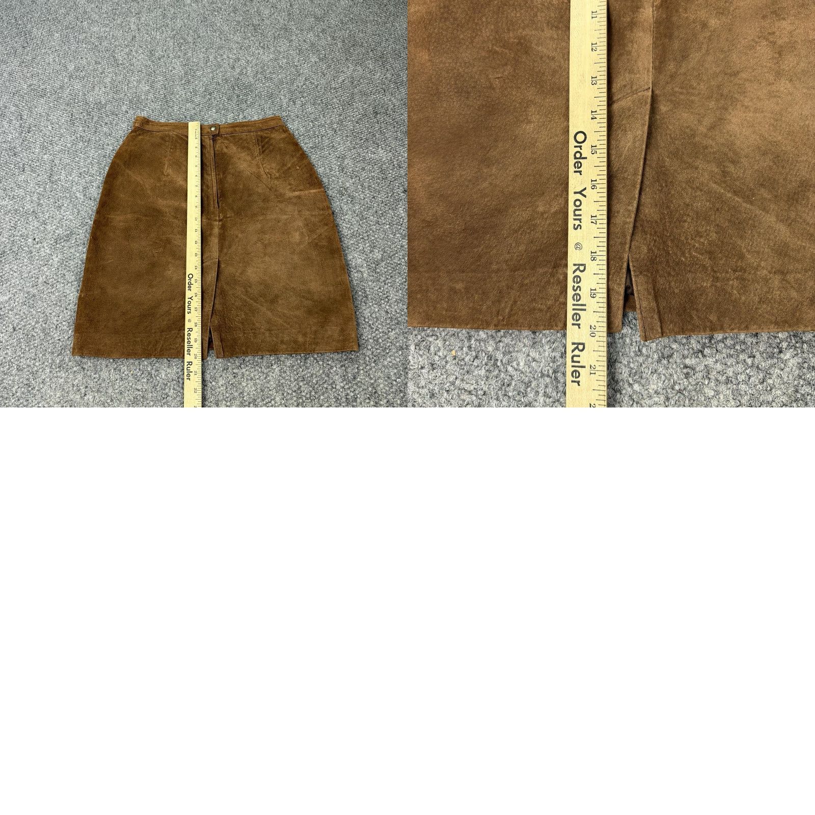 Vintage Gitano Skirt Womens 7/8 Brown Leather Suede Pencil Knee Length Lined High Waist Size 28" / US 6 / IT 42 - 8 Thumbnail