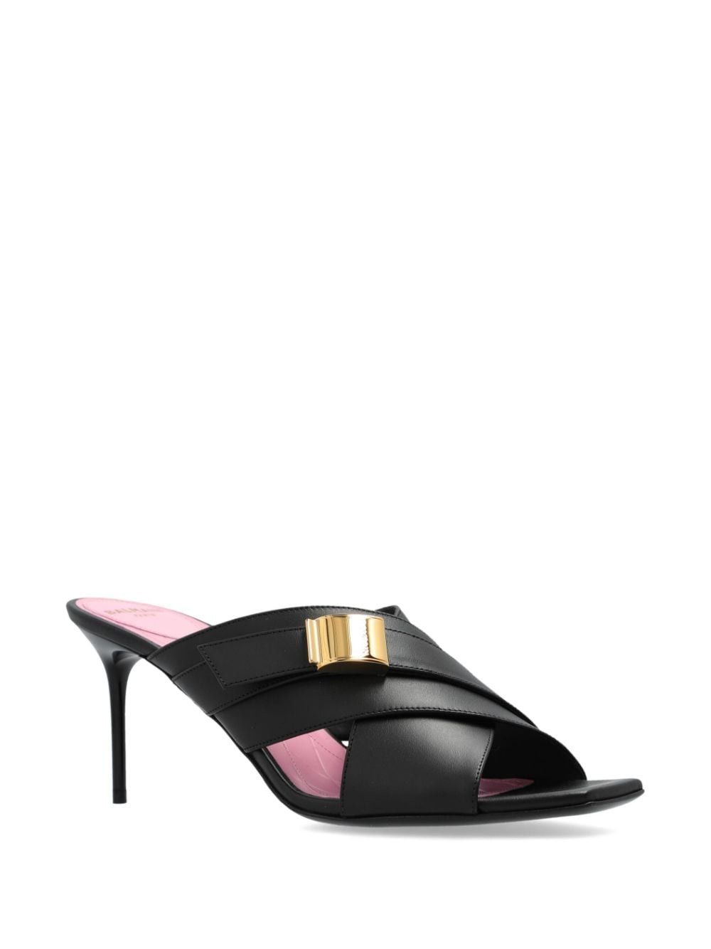 Balmain o1s1wg110925 Crossover 75mm Leather Mules in Black Size US 5 / IT 35 - 4 Thumbnail