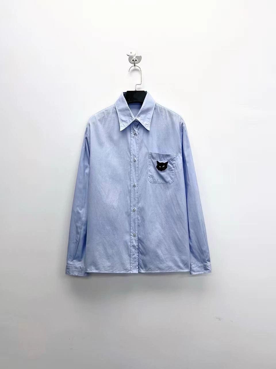 Miu Miu Light Blue Cat Pocket Shirt