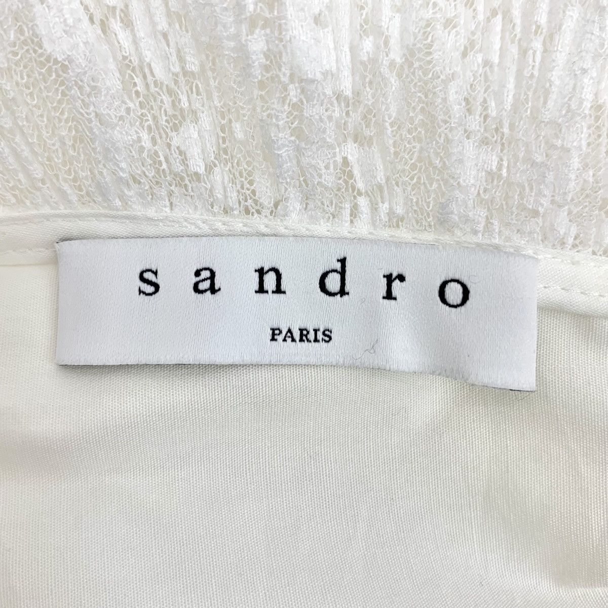 Sandro Sandro White Lace Trim Cotton Long Sleeve T-Shirt K26WX Size M / US 6-8 / IT 42-44 - 5 Thumbnail