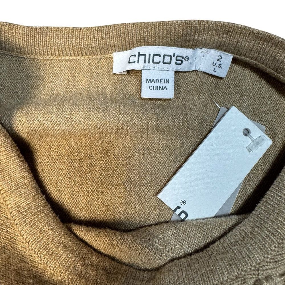 Chicos NWT New Chico's Tan Fringe Sweater Size 2 US L Size L / US 10 / IT 46 - 7 Thumbnail