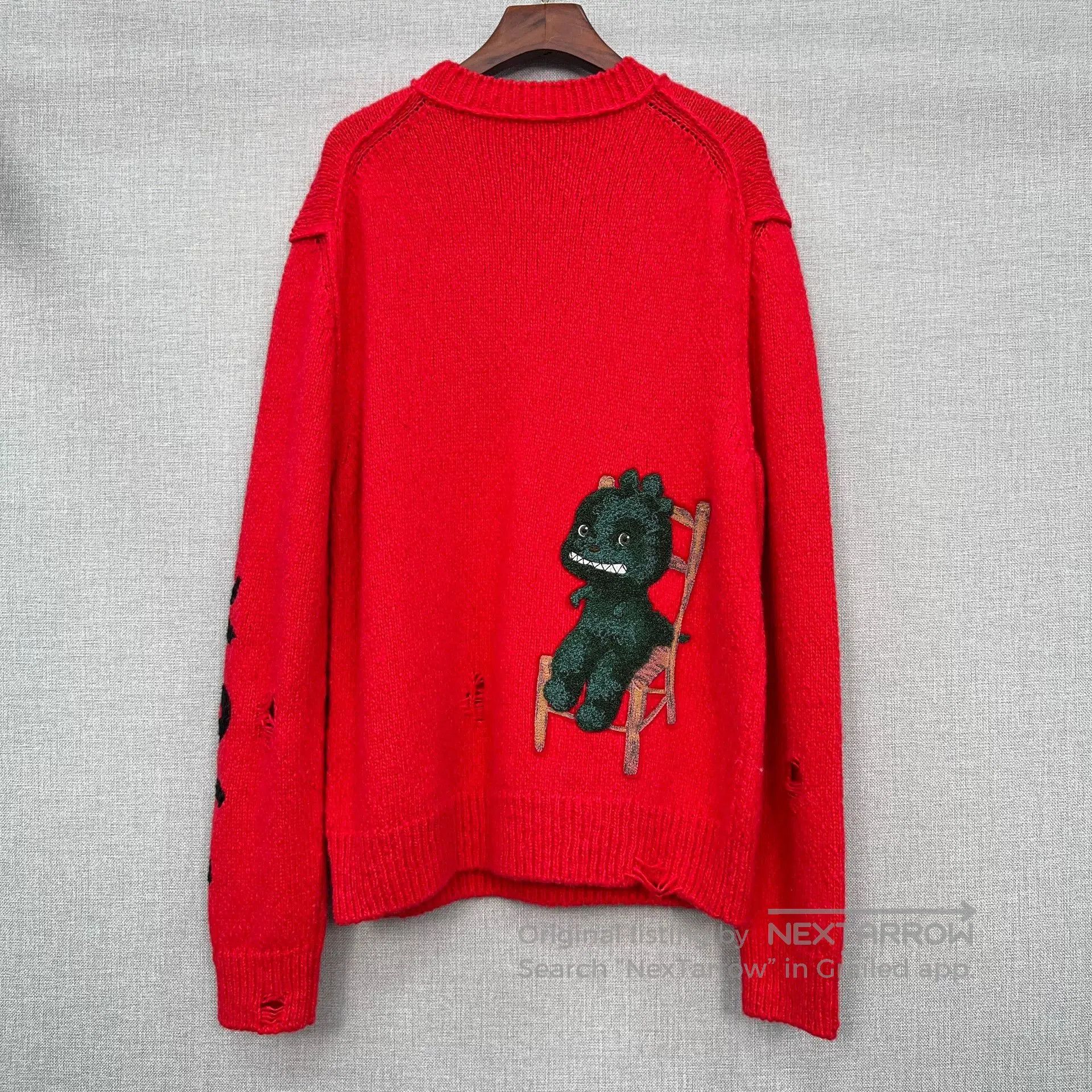 Dior Dior Red Embroidered Logo Flocked Dinosaur Sweater. Size US L / EU 52-54 / 3 - 1 Thumbnail