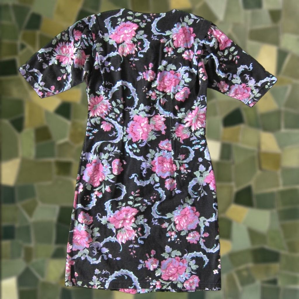Pinko VINTAGE Jenifer V. Black Pink Green Floral Button Down Shift A-Line Dress Medium Size M / US 6-8 / IT 42-44 - 1 Thumbnail