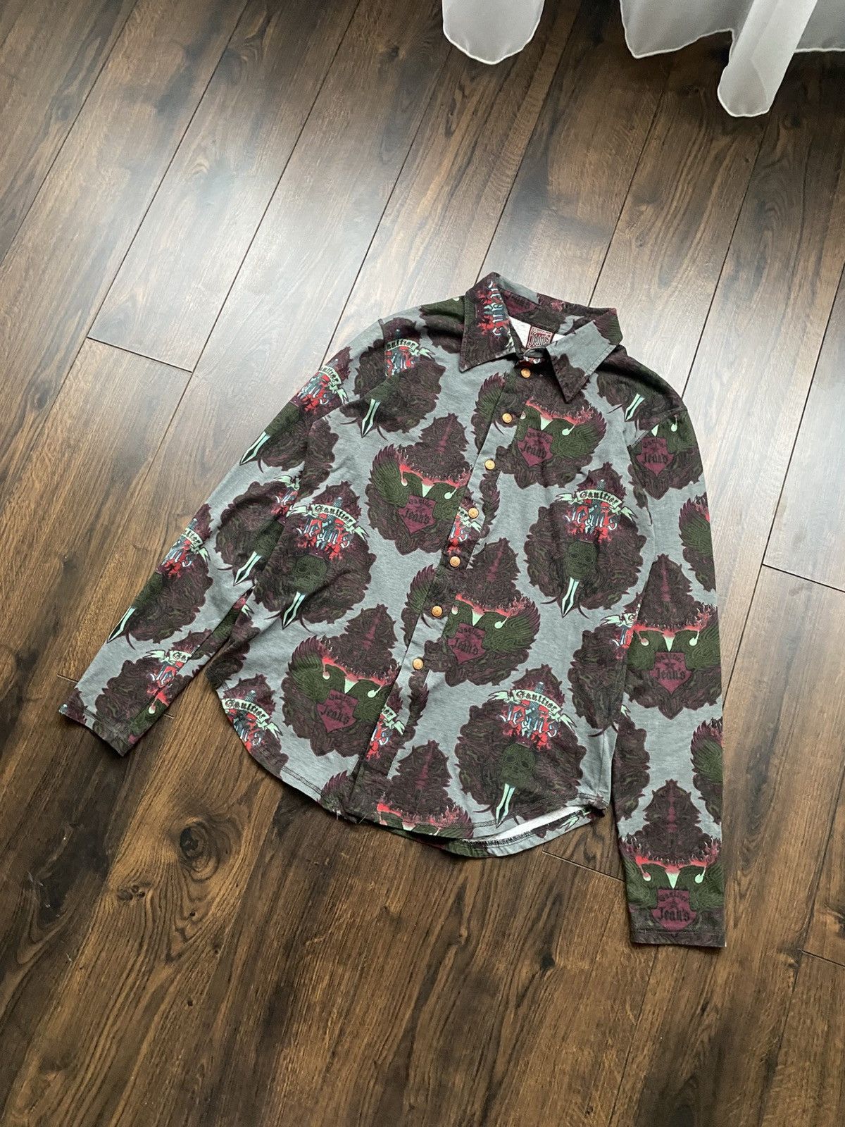 Jean Paul Gaultier AW1997 king Overall Print Button Up Shirt