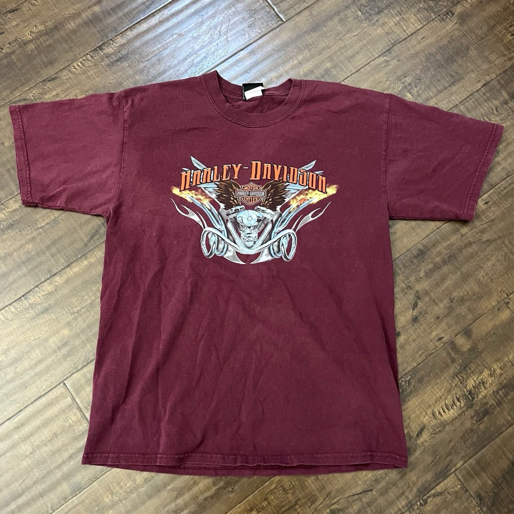 Harley Davidson VINTAGE Harley-Davidson Flame Engine V-Twin Shirt Large Tennessee Eagle Burgundy Size US L / EU 52-54 / 3 - 2 Thumbnail