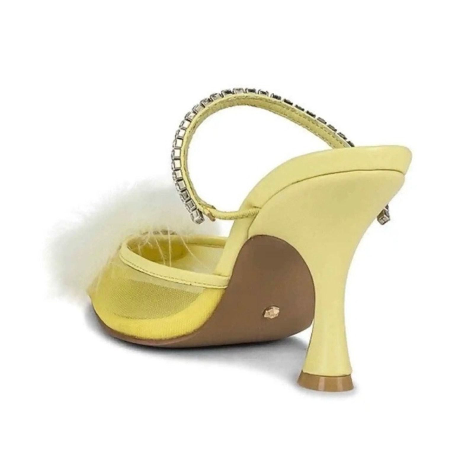 Designer RAYE Duke Heel Mesh Feather pompom Crystal Strap Yellow 9.5 Size US 9.5 / IT 39.5 - 6 Thumbnail