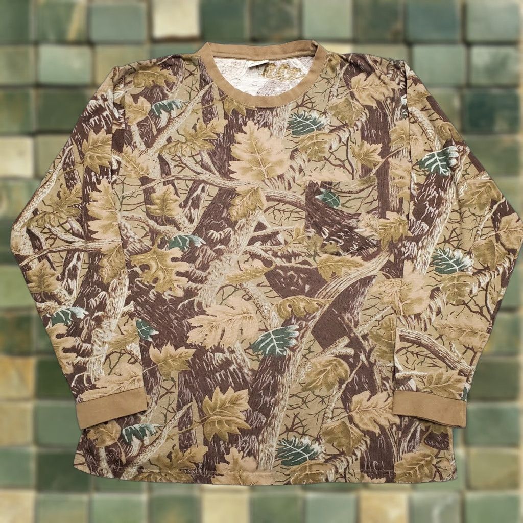 Vintage VINTAGE North Point Shirt Mens XL Brown Green Hardwood Timber Camo Hunting Camp Tee Shirt Size US XL / EU 56 / 4 - 1 Thumbnail