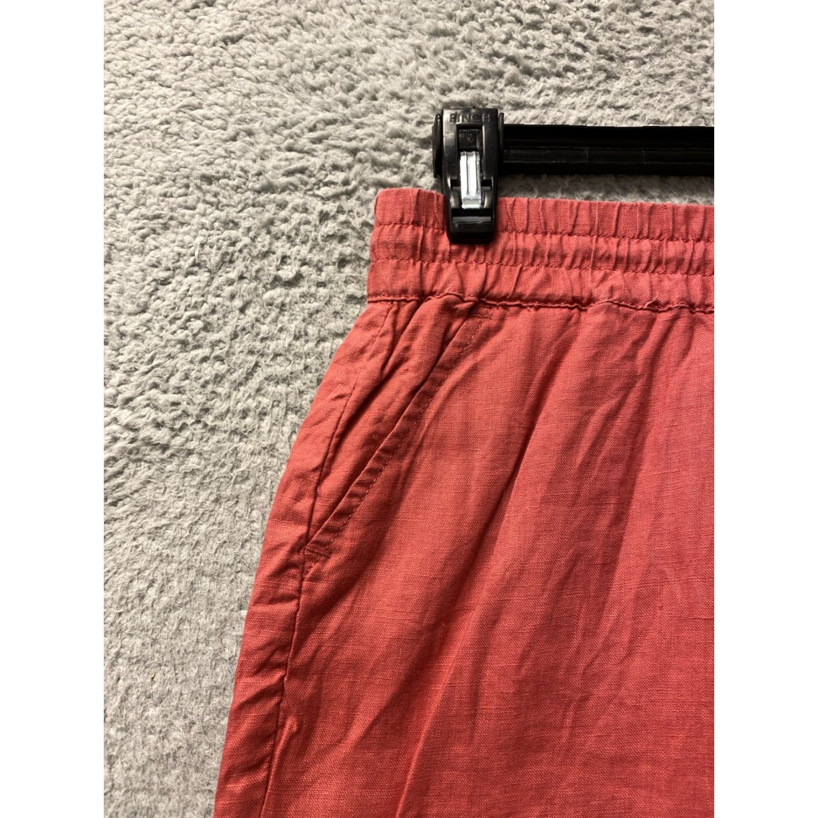 Vintage Smith Linen Mini Skirt Women’s M Brick Elastic Drawstring Waist Short Pockets Size 32" / US 10 / IT 46 - 4 Thumbnail