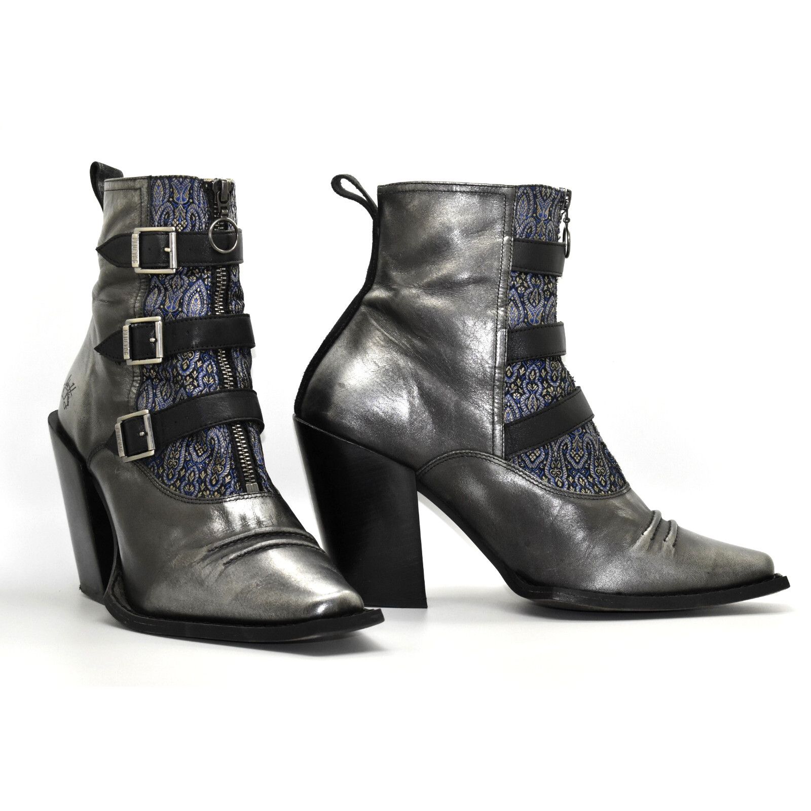John Fluevog FLUEVOG Signature Durer Blk Metallic Triple Buckle Boots 10 Size US 10 / IT 40 - 2 Thumbnail