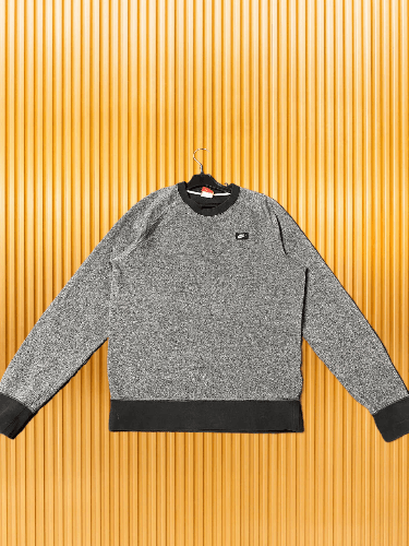 Nike × Vintage Vintage 90s Nike Grey Mini Swoosh Sweatshirt Size US S / EU 44-46 / 1 - 1 Thumbnail