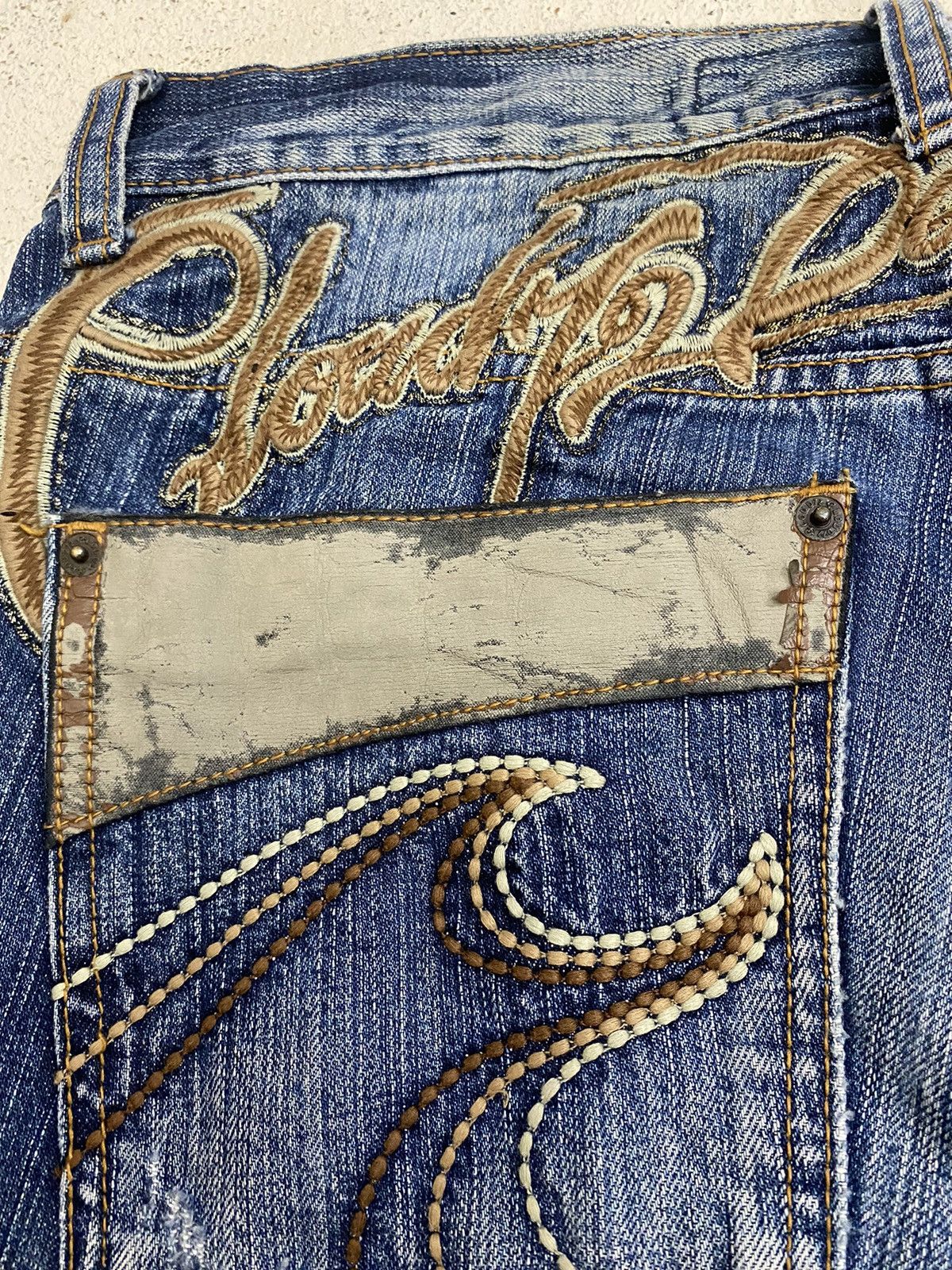 If Six Was Nine × Japanese Brand × Le Grande Bleu (L.G.B.) Cloud 72 Denim Surf Patch of Pirates Blue Way Distressed Size US 33 - 18 Thumbnail