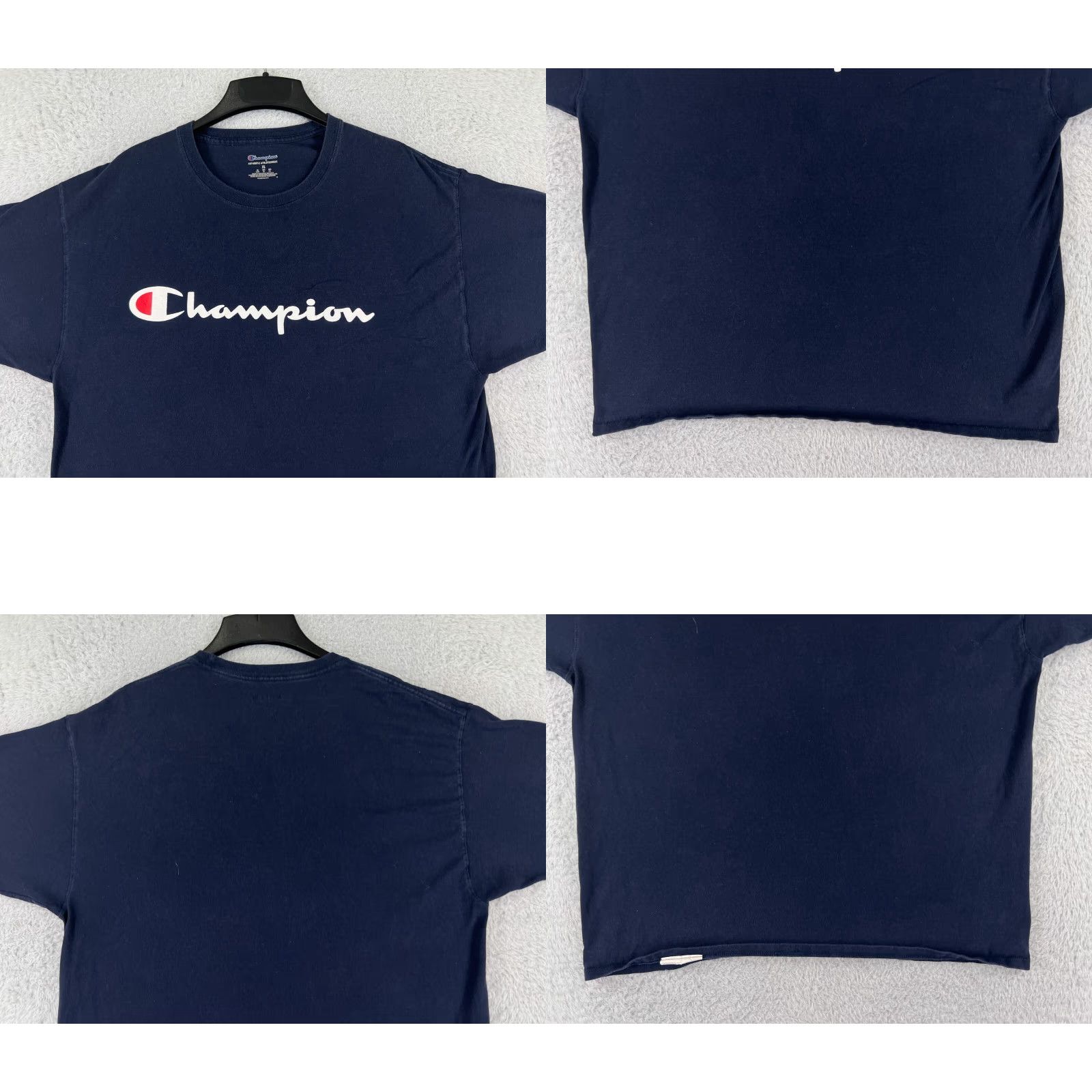 Champion Champion Shirt Men XL Blue Logo Spellout Embroidered Jersey Cotton Short Sleeve Crew Neck T-Shirt Sports Retro All Seasons Breathable Size US XL / EU 56 / 4 - 8 Thumbnail