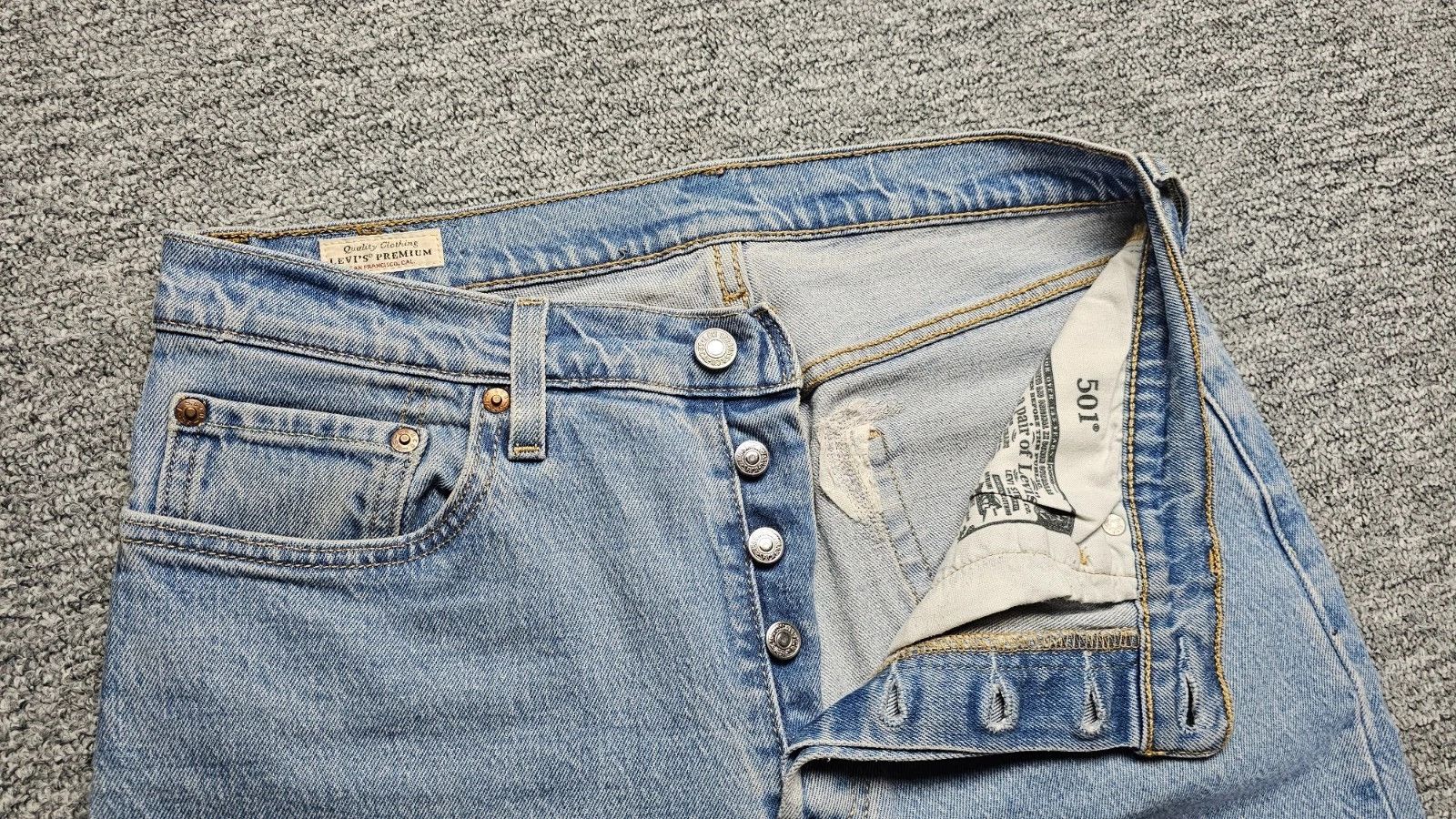 Levi's Levis Premium 501 Straight Jeans Women W29 L30 Light Wash Size 29" - 6 Thumbnail