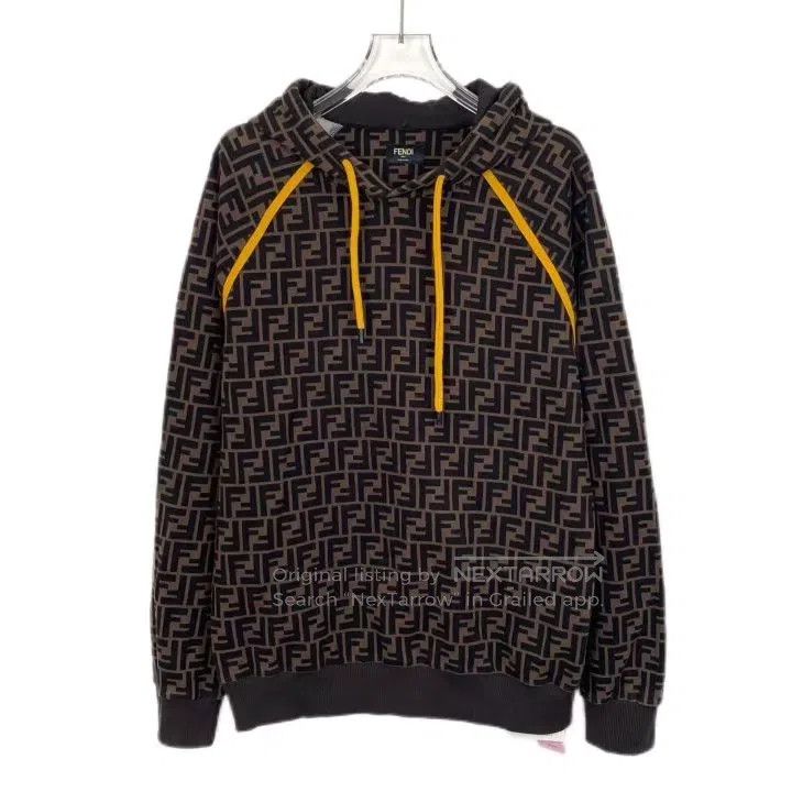 Fendi Fendi Dark Brown Logo Letter Printed Cotton Hooded Sweatsh Size US M / EU 48-50 / 2 - 1 Thumbnail