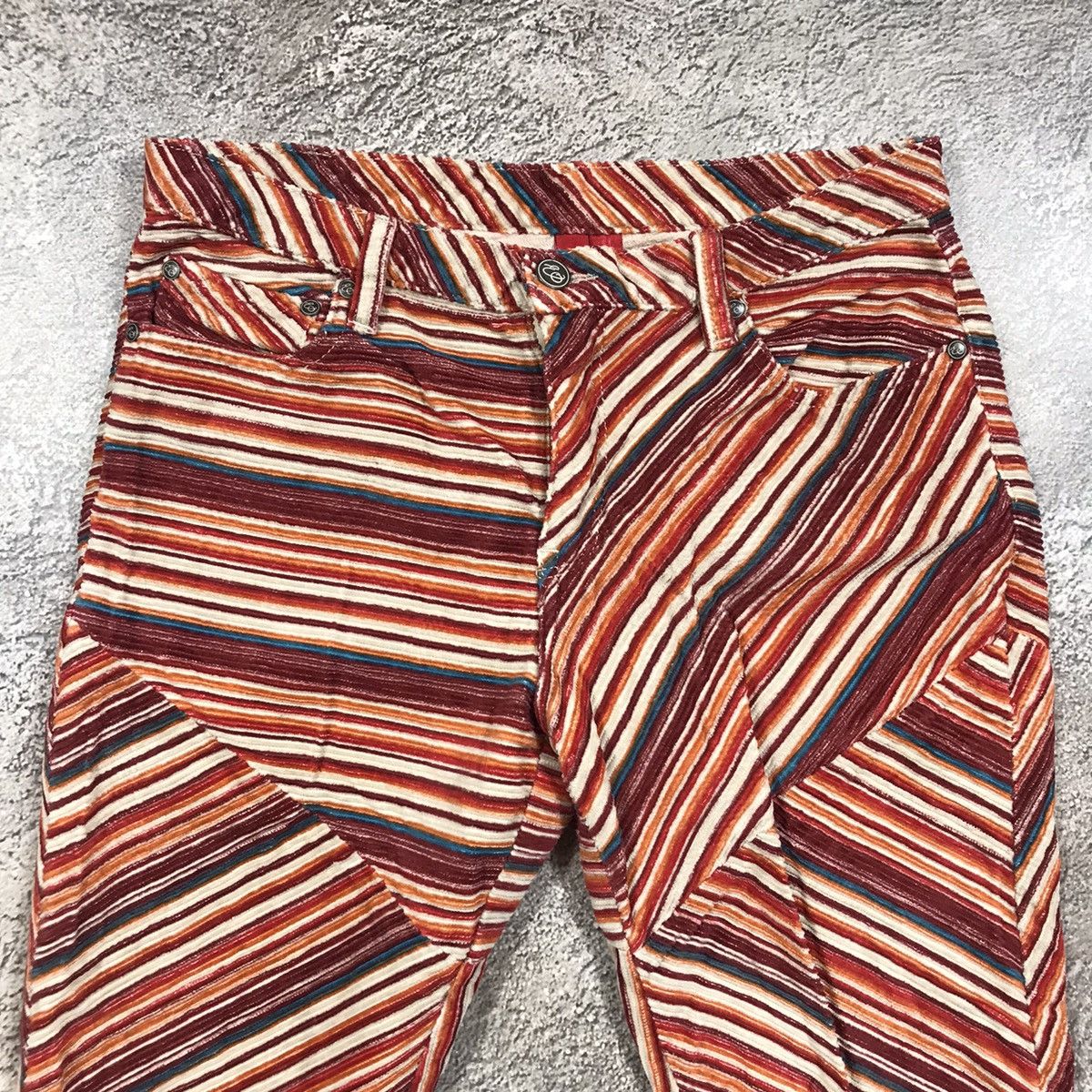 Vintage Vintage Y2K Striped Flared Pants Low Rise Rave Aesthetic 28 Size 28" / US 6 / IT 42 - 3 Thumbnail