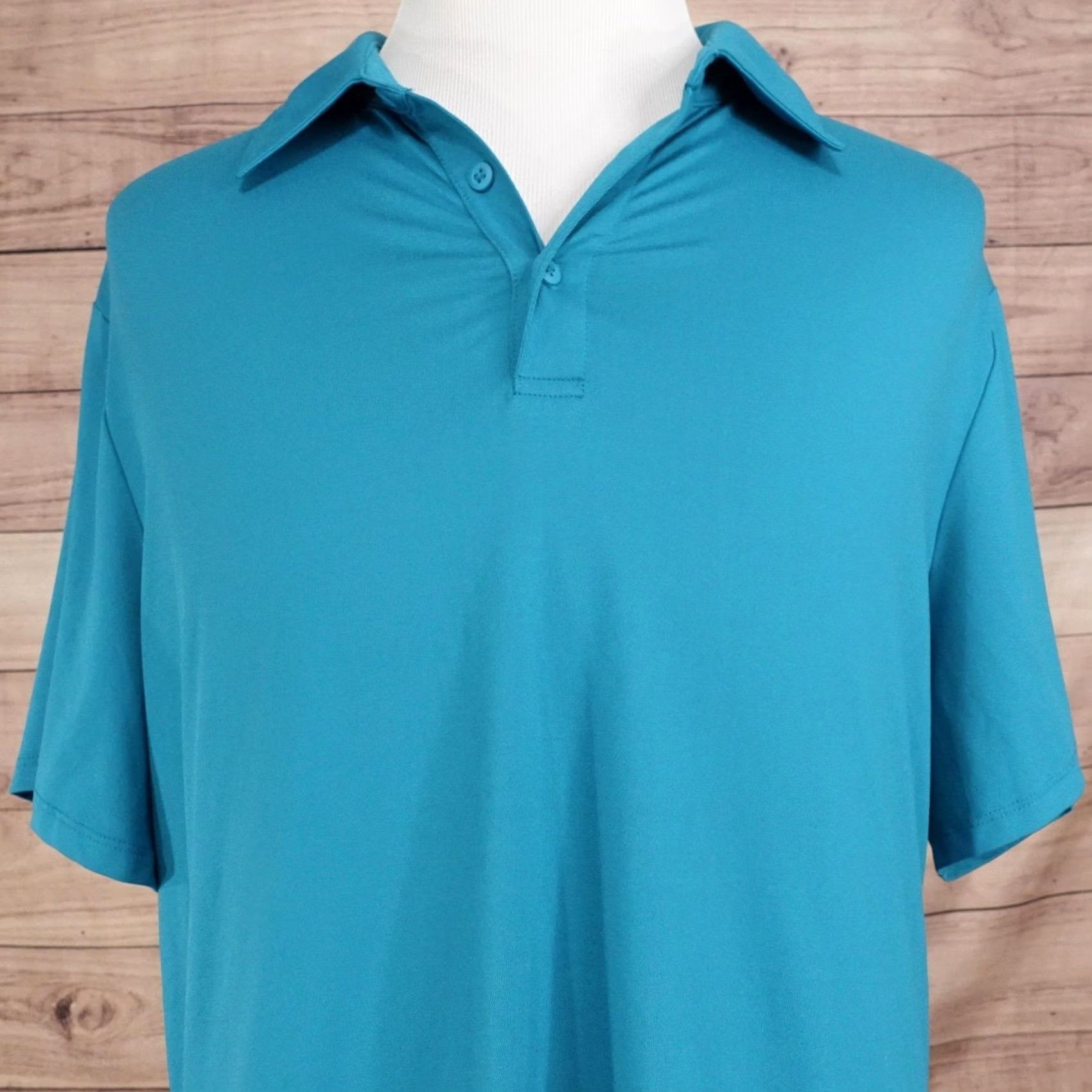 Vintage All In Motion Polo Shirt Mens 2XL Blue Short Sleeve Polyester Spandex Polo Shirt Size US XXL / EU 58 / 5 - 2 Thumbnail