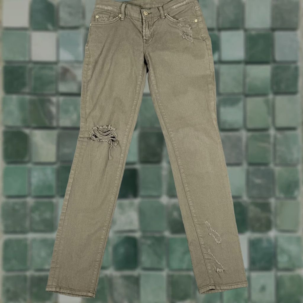7 For All Mankind VINTAGE 7 For All Mankind Jeans Womens 26 Olive Green Distressed Skinny Stretch USA Size 26" / US 2 / IT 38 - 1 Thumbnail