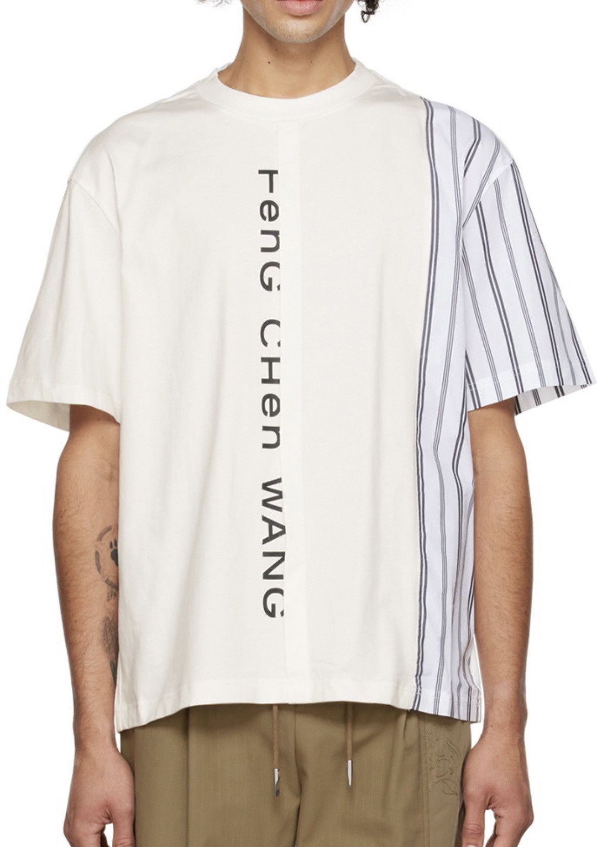 Feng Chen Wang Feng Chen wang striped paneled shirt Size US XL / EU 56 / 4 - 1 Thumbnail