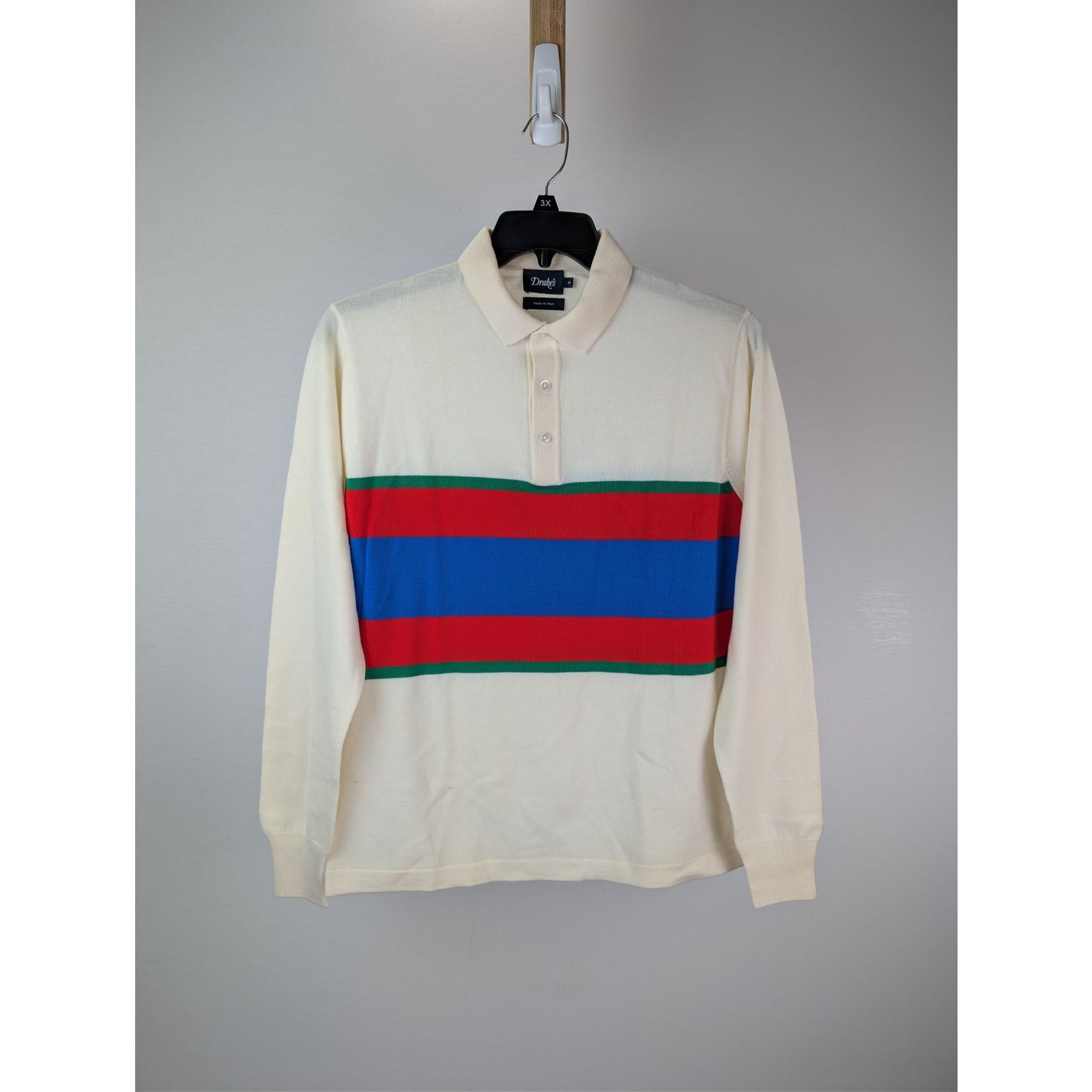 Drake's o1rshd1 CC20 stripe extrafine merino wool rugby polo sweater Size US S / EU 44-46 / 1 - 1 Thumbnail