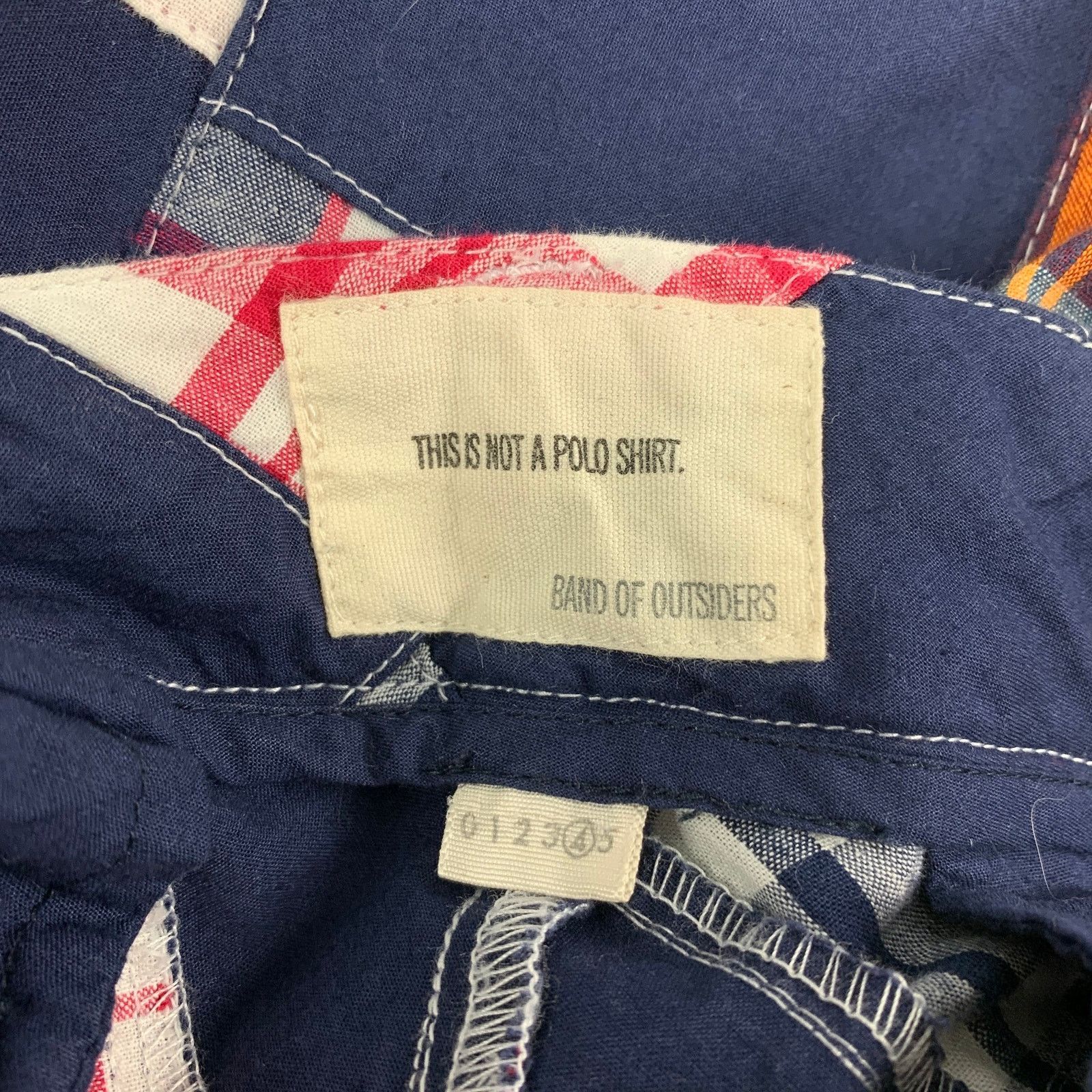 Band Of Outsiders Size 42 Navy Muliti-Color Patchwork Cotton Notch Lapel Suit Size 42R - 9 Thumbnail