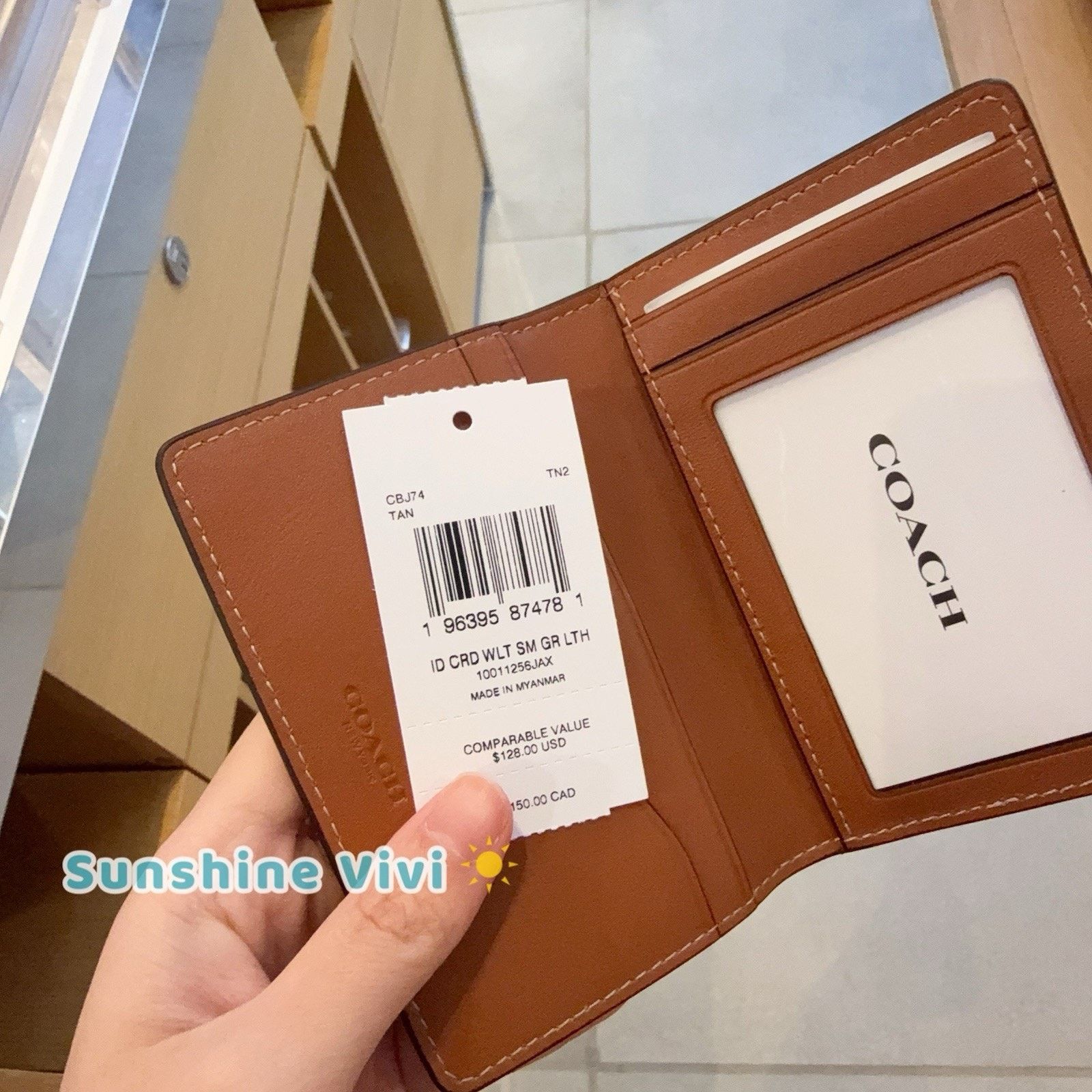 Coach NWT Coach CBJ74 Id License Credit Card Wallet Leather Tan Size ONE SIZE - 4 Thumbnail