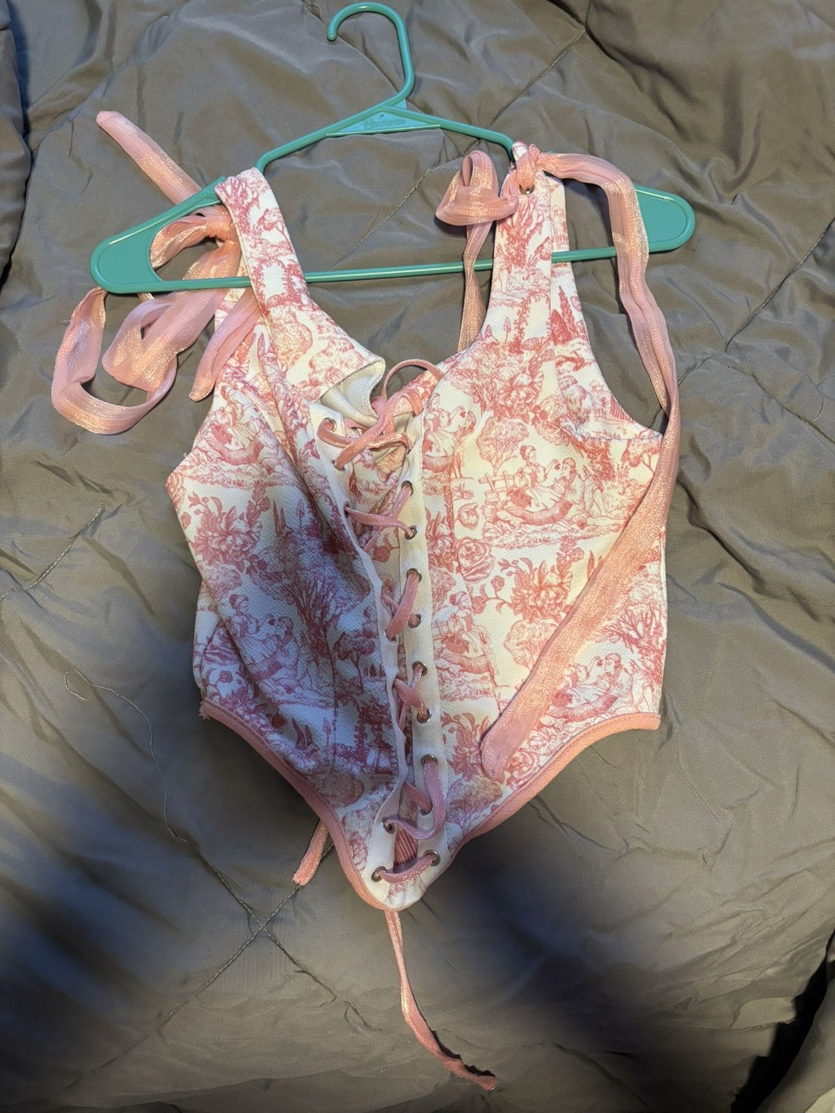 Forever 21 pink and white corset top Size M / US 6-8 / IT 42-44 - 2 Thumbnail