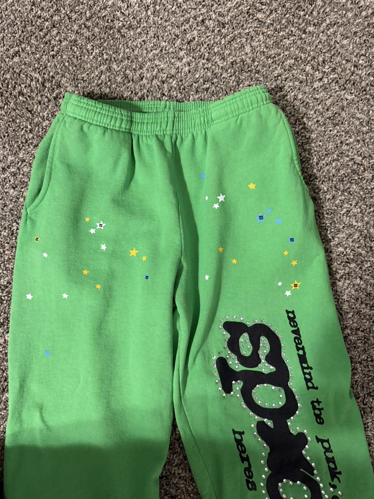 Sp5der Sp5der Slime Rhinestone Punk V2 Sweatpants Green Small Size US 30 / EU 46 - 4 Thumbnail
