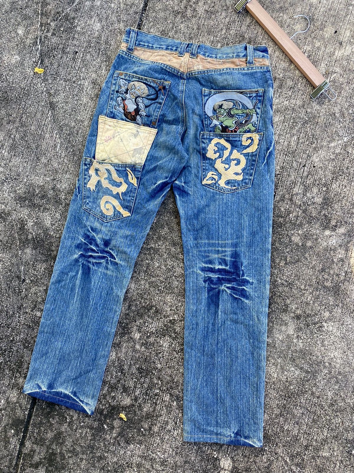 Japanese Brand Vintage Embroidery Sukarjan Denim -Look like Kurakuri Design Size US 31 - 1 Thumbnail