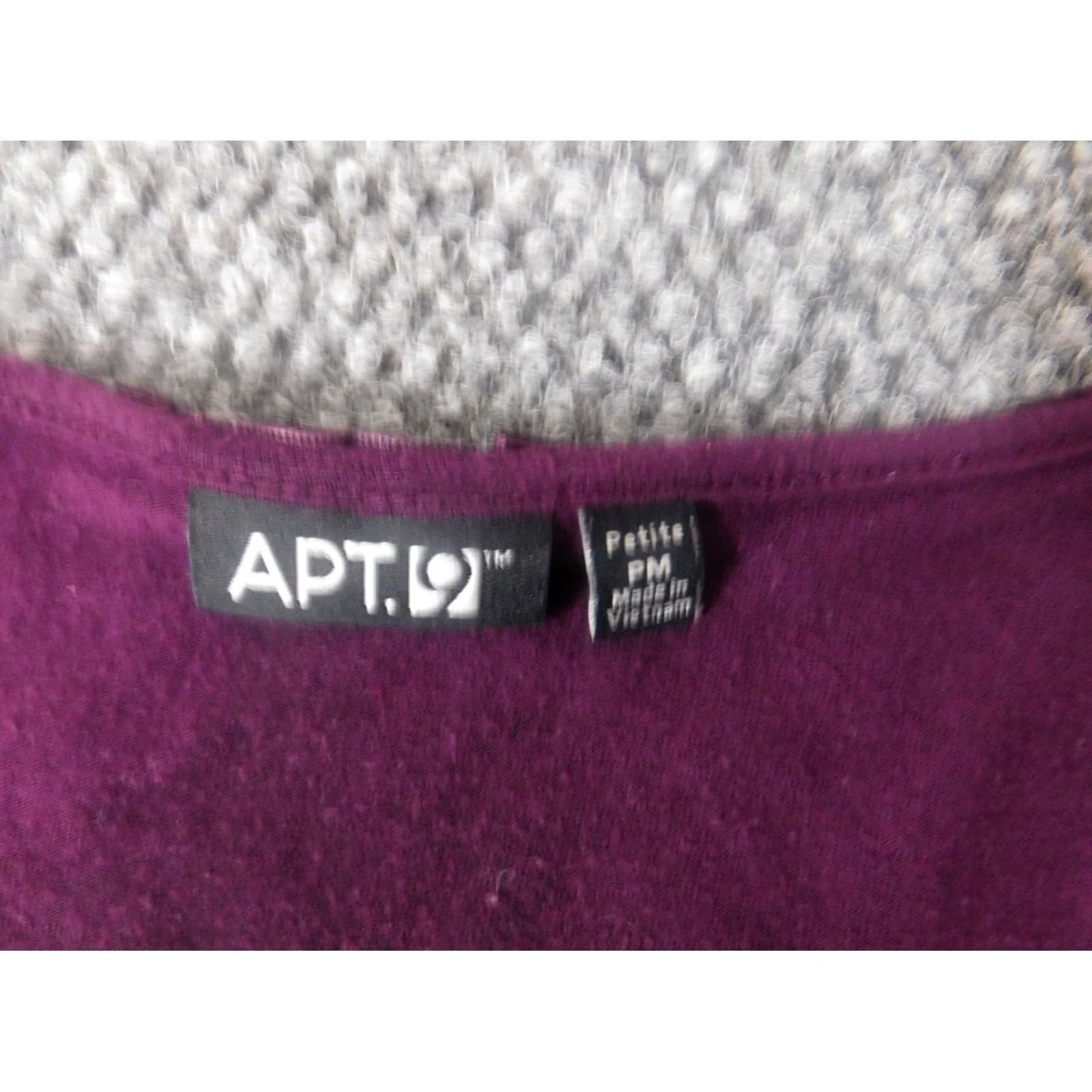 Apt. 9 Apt 9 Blouse Shirt Womens PM Petite Purple V-Neck Short Sleeve Pullover Stretch Polyester Rayon Button Casual Size M / US 6-8 / IT 42-44 - 5 Thumbnail