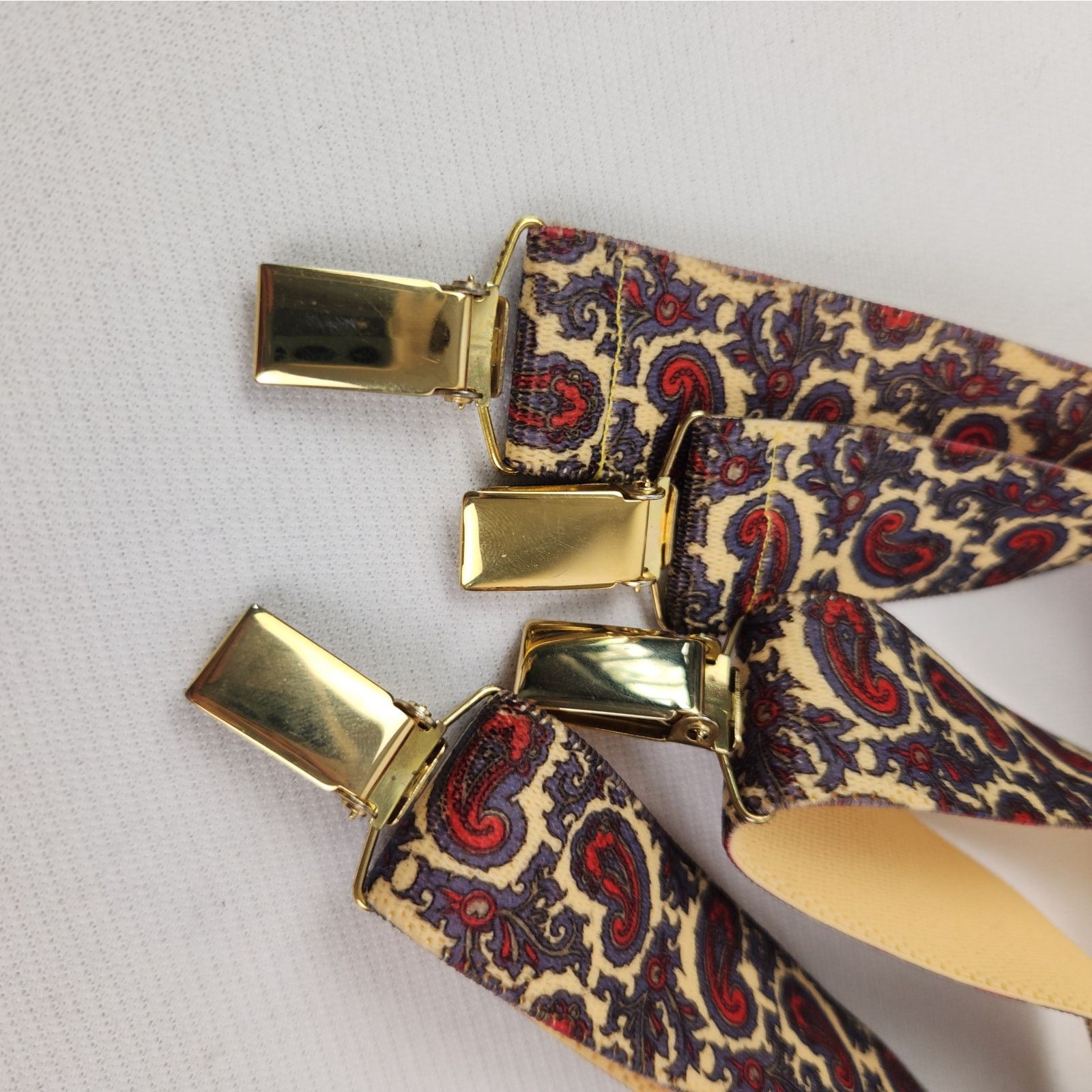 Vintage Vintage Clip On Suspenders West Germany X Paisley Gold Red Size ONE SIZE - 3 Thumbnail