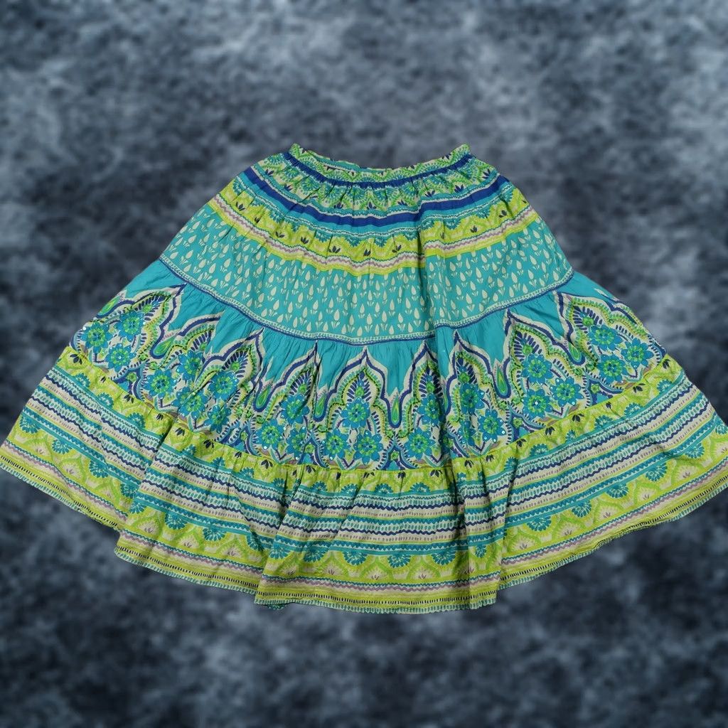 Vintage VINTAGE Phool Skirt Womens XL Turquoise Paisley Beaded Sequin Maxi Boho Summer VTG Size 36" / US 14 / IT 50 - 1 Thumbnail