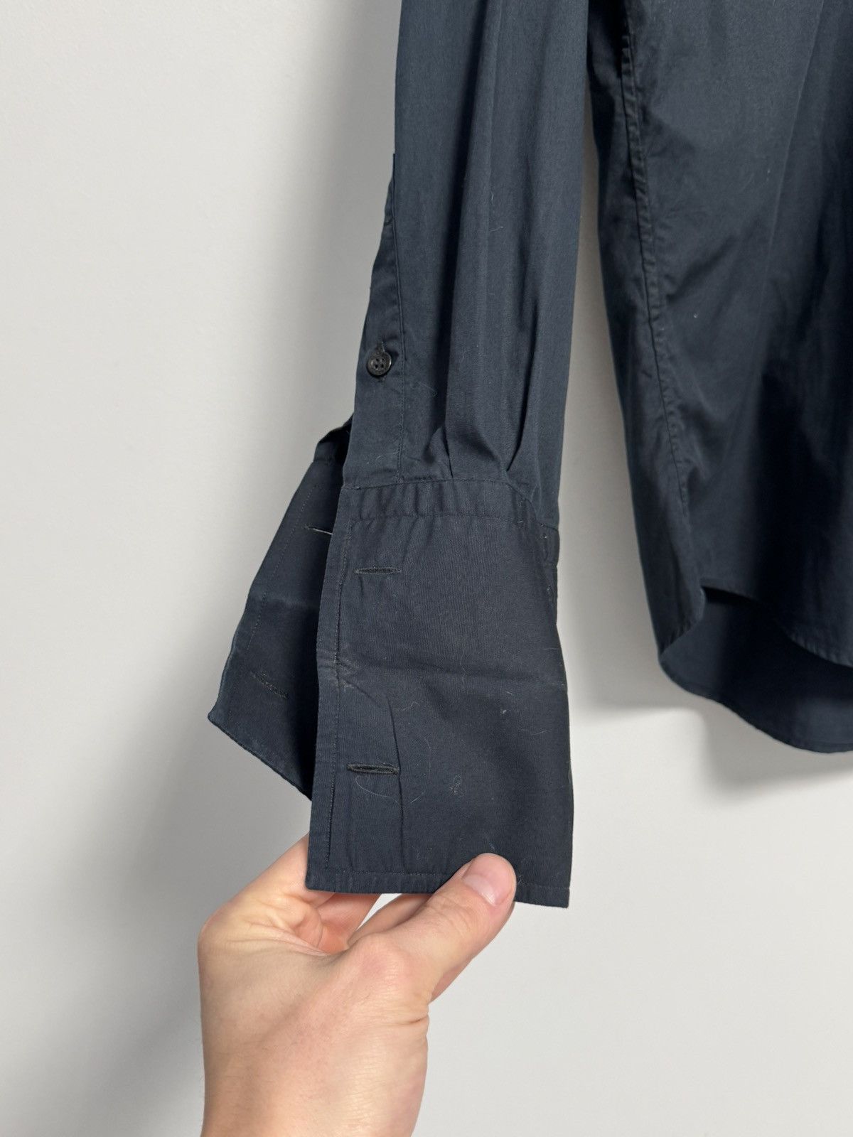 Versace Classic Button Up Shirt Luxury Dark Blue