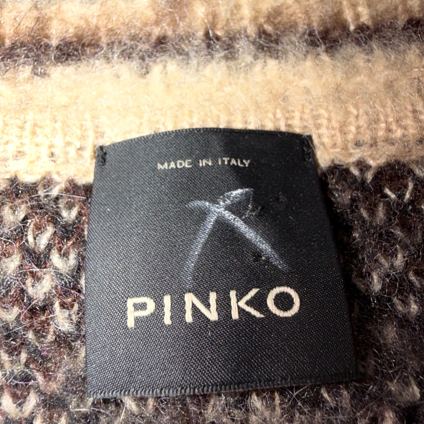 Pinko Pinko Womens Sweater L Beige Cheetah Bright Mohair Wool Knit Long Sleeve Italy Size L / US 10 / IT 46 - 3 Thumbnail