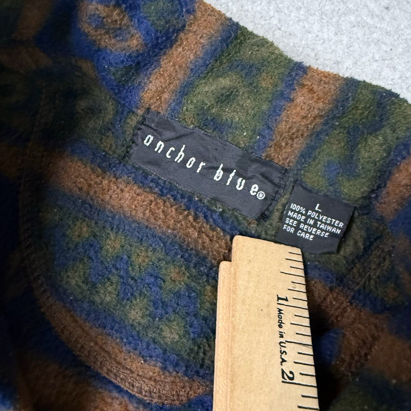 Anchor Blue VINTAGE Anchor Blue Shirt Mens L Green Geometric Fleece 90s Hipster Grunge Aztec Button Long Sleeve Size US L / EU 52-54 / 3 - 3 Thumbnail