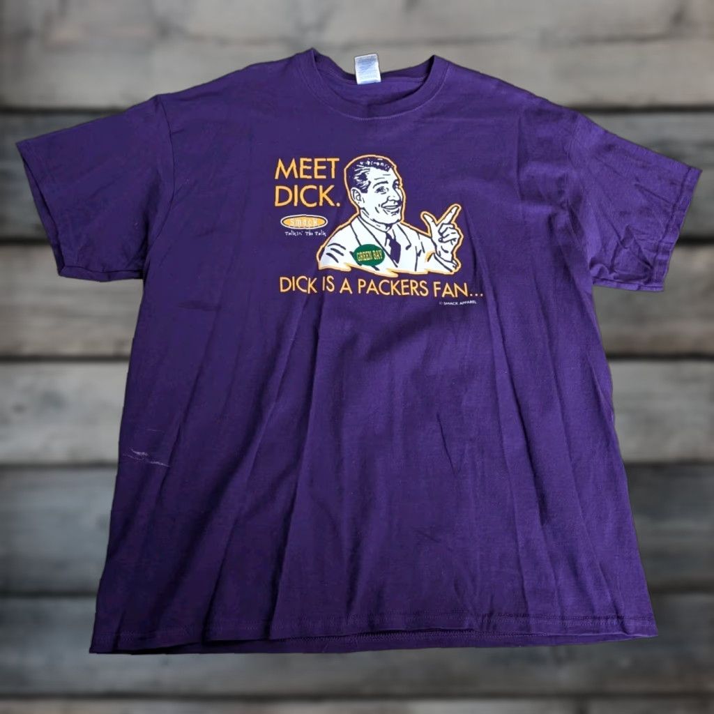 Gildan Gildan Smack Talk T-Shirt Mens XL DONT BE A D*CK Purple Crew Neck Short Sleeve Sports Football Vikings Packers (Vintage: No) Size US XL / EU 56 / 4 - 1 Thumbnail